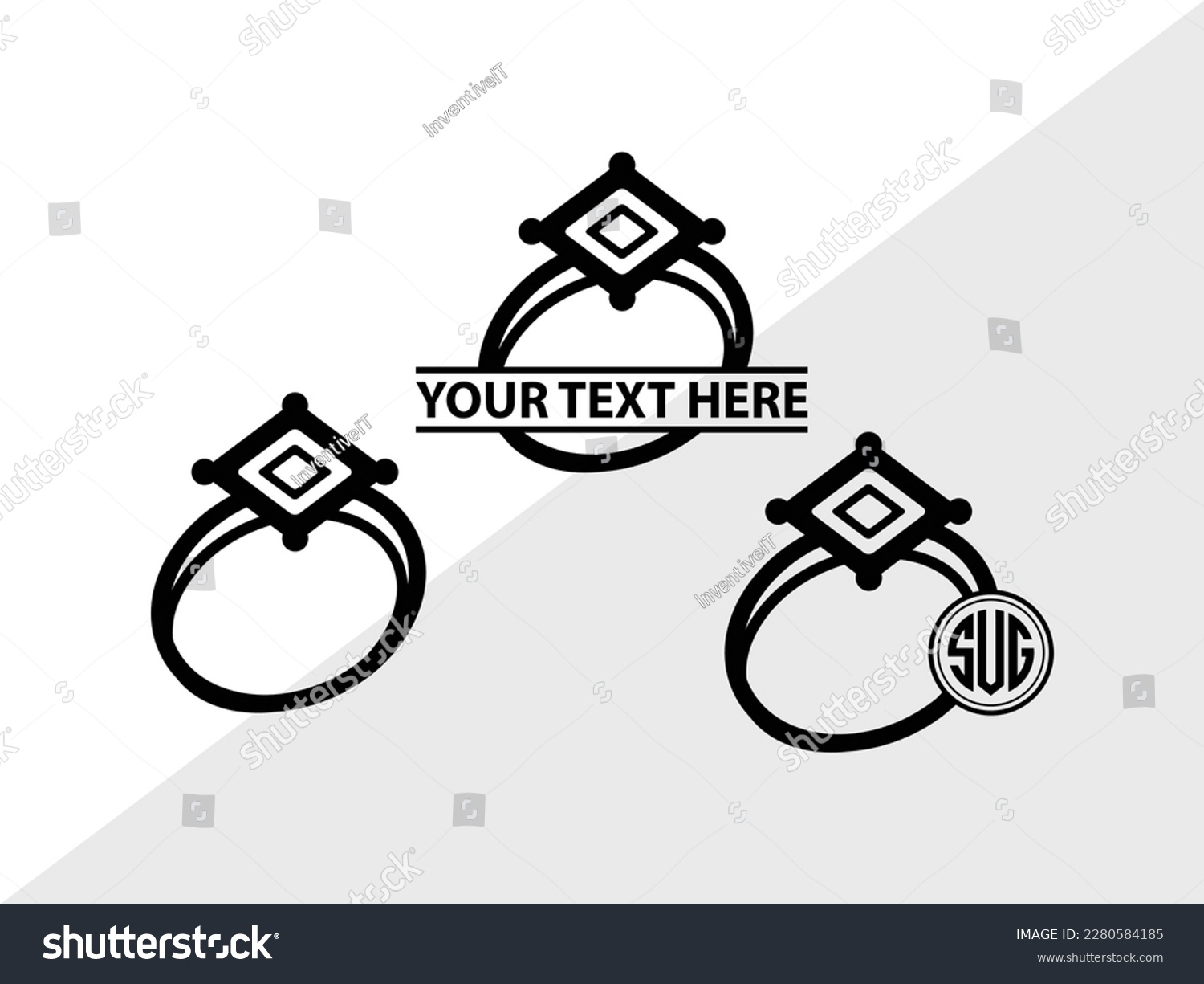 SVG of Wedding Ring Monogram Vector Illustration Silhouette svg