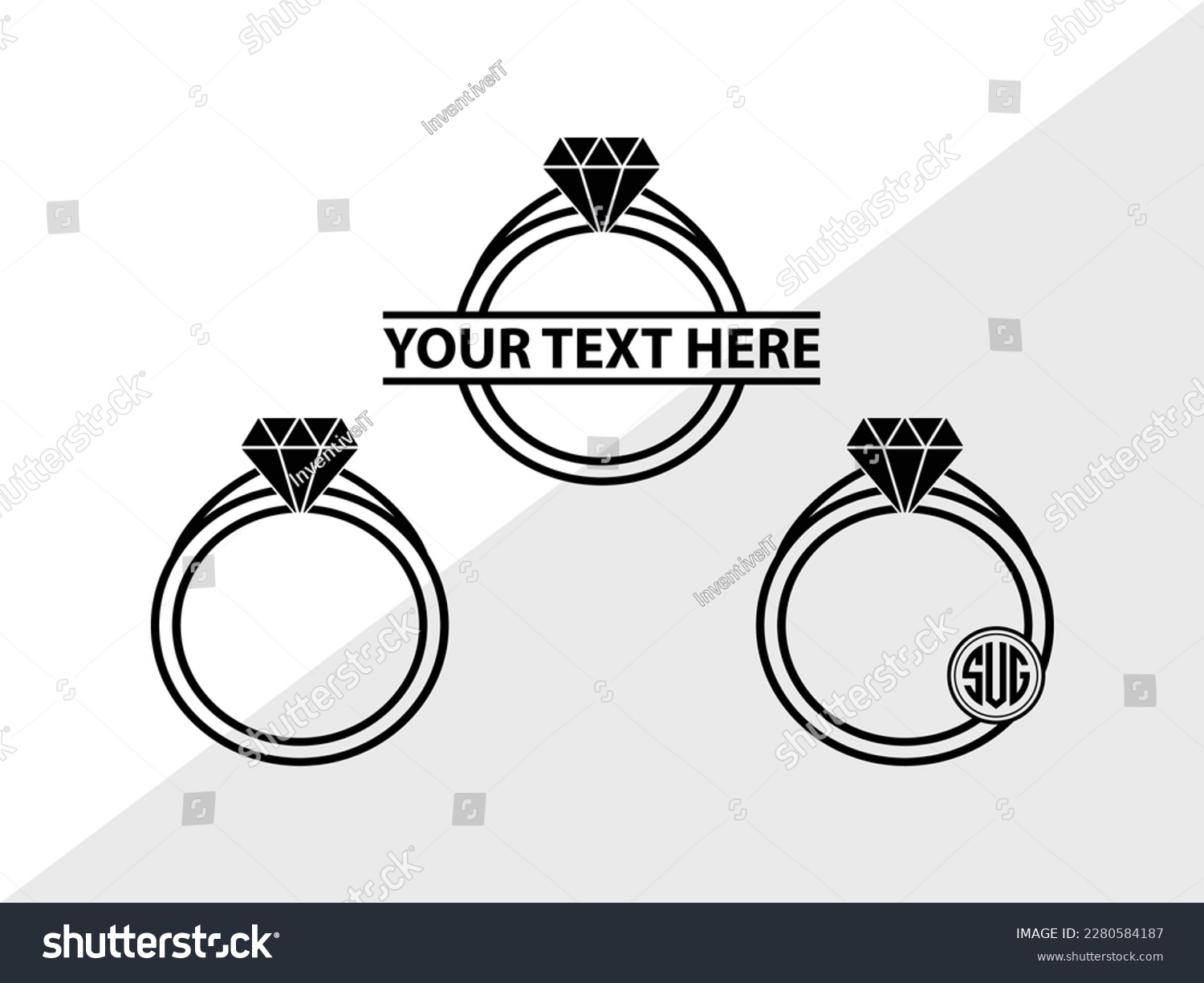 SVG of Wedding Ring Monogram Vector Illustration Silhouette svg