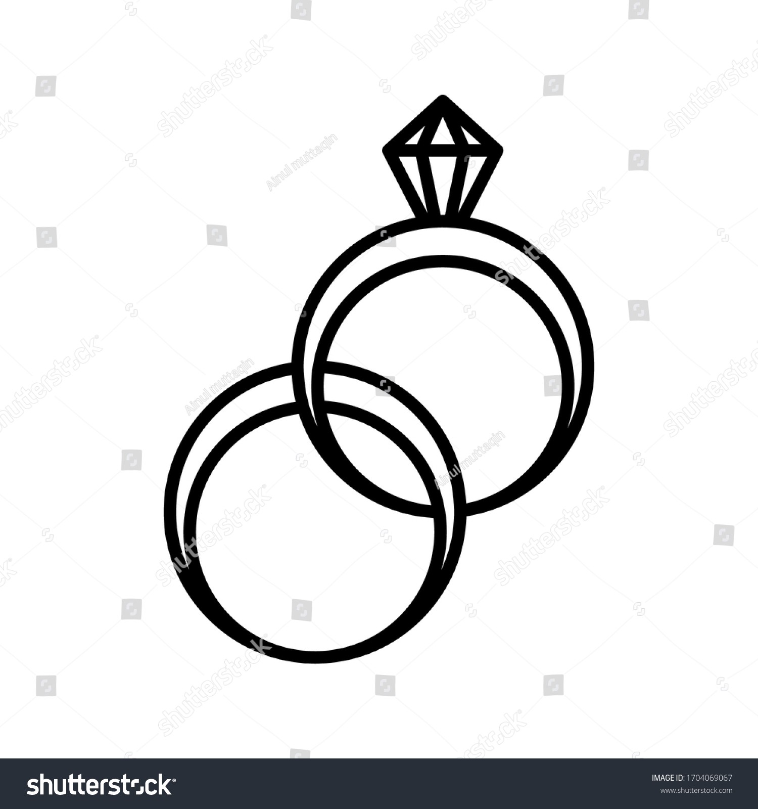 Wedding Rings Icon Isolated White Background Stock Vector (Royalty Free ...