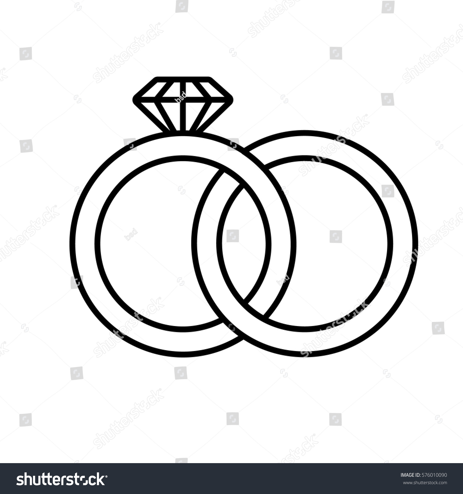  Wedding  Rings  Linear Icon Thin Line  Stock Vector 576010090 