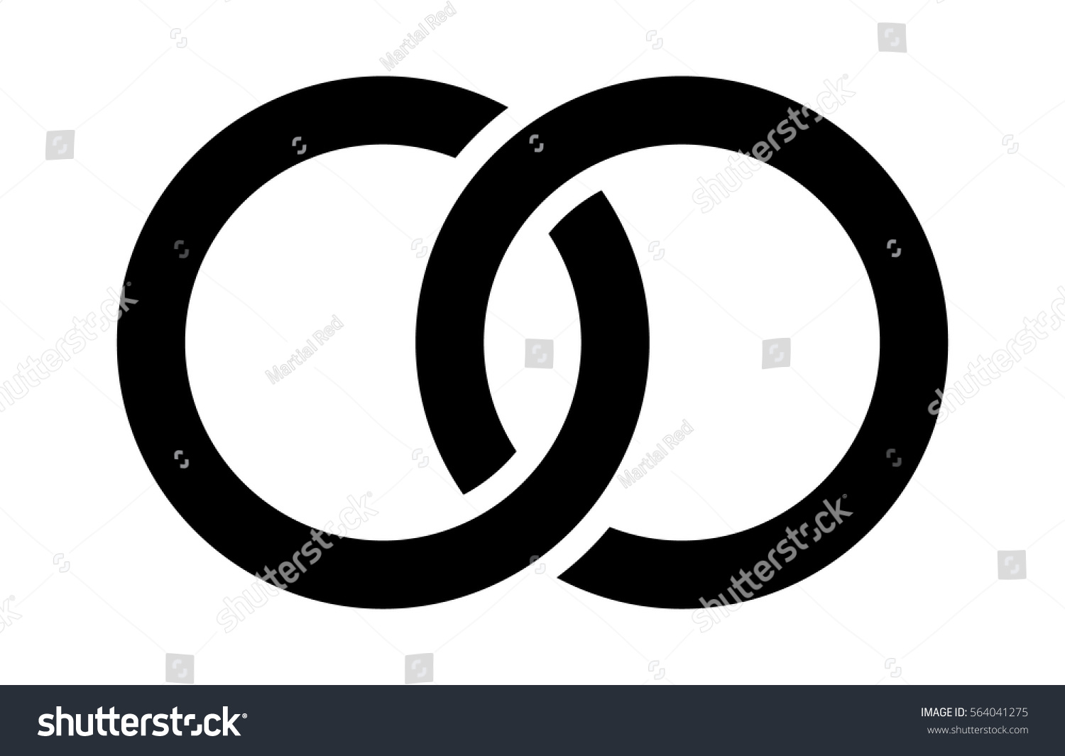 Wedding Rings Linked Together Symbol Marriage Stock Vector (Royalty ...