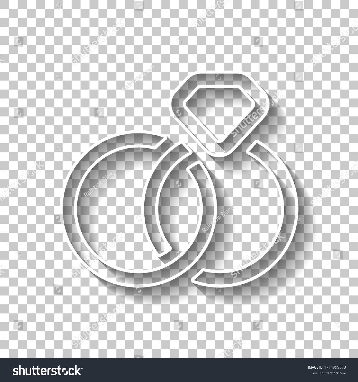 Wedding Rings Diamond Icon White Outline Stock Vector (Royalty Free ...