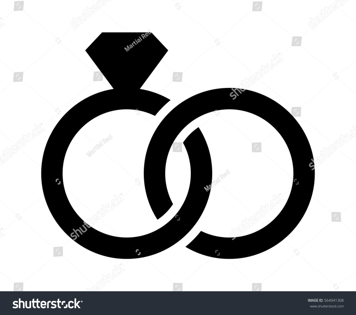 Wedding Rings Diamond Linked Together Symbol Stock Vector 564041308 ...