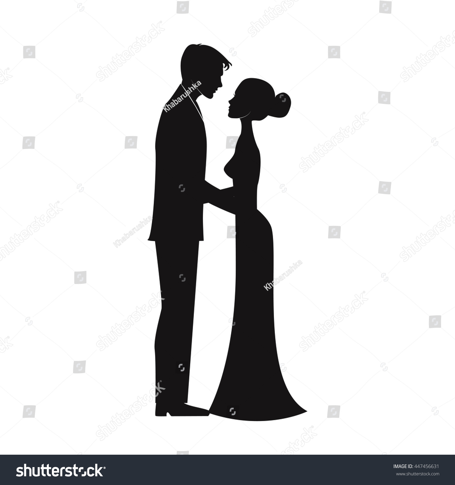 Wedding Silhouette Bride Groom Vector Illustration Stock Vector ...