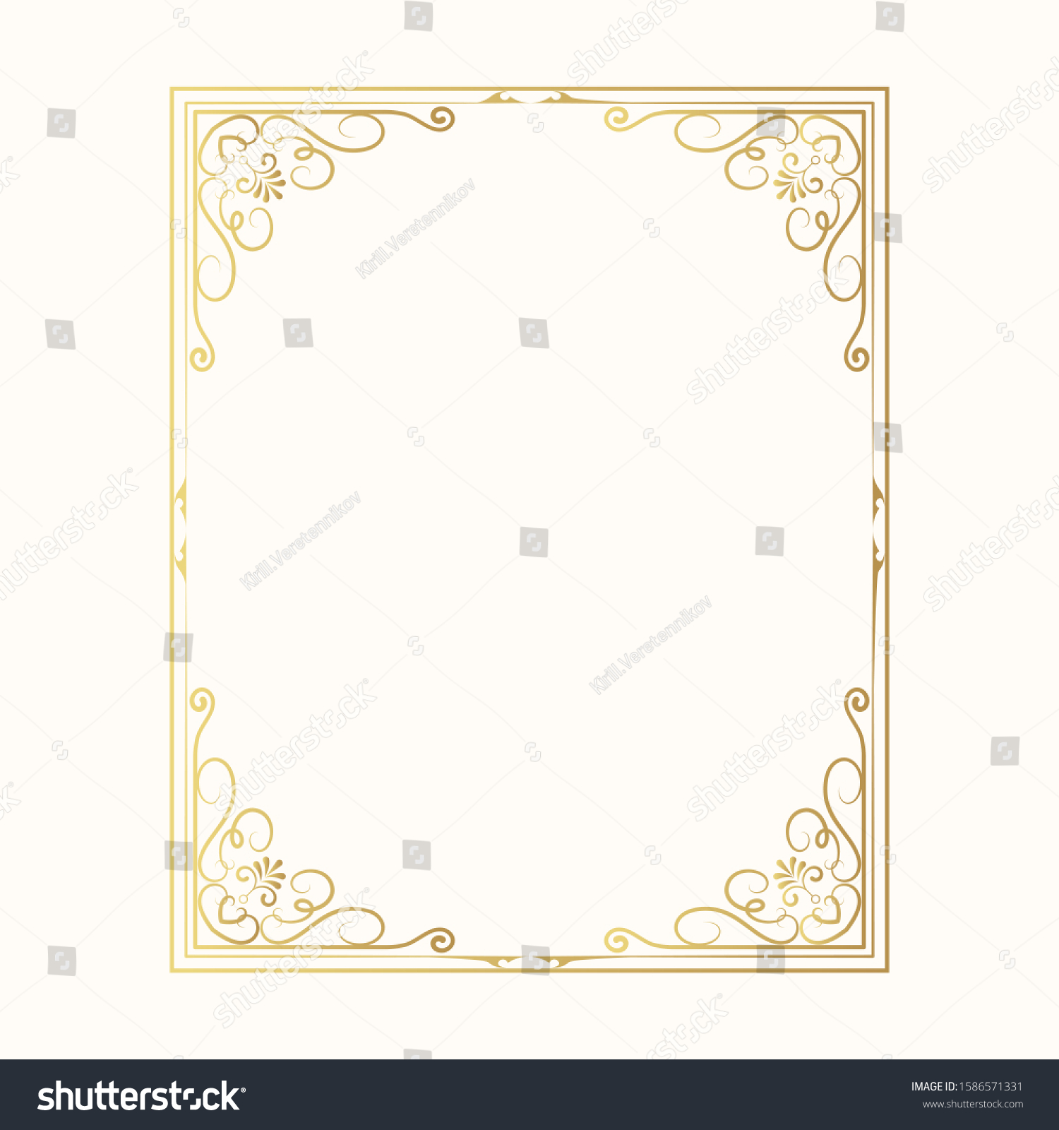 Wedding Vintage Gold Rectangular Frame Vector Stock Vector (Royalty ...