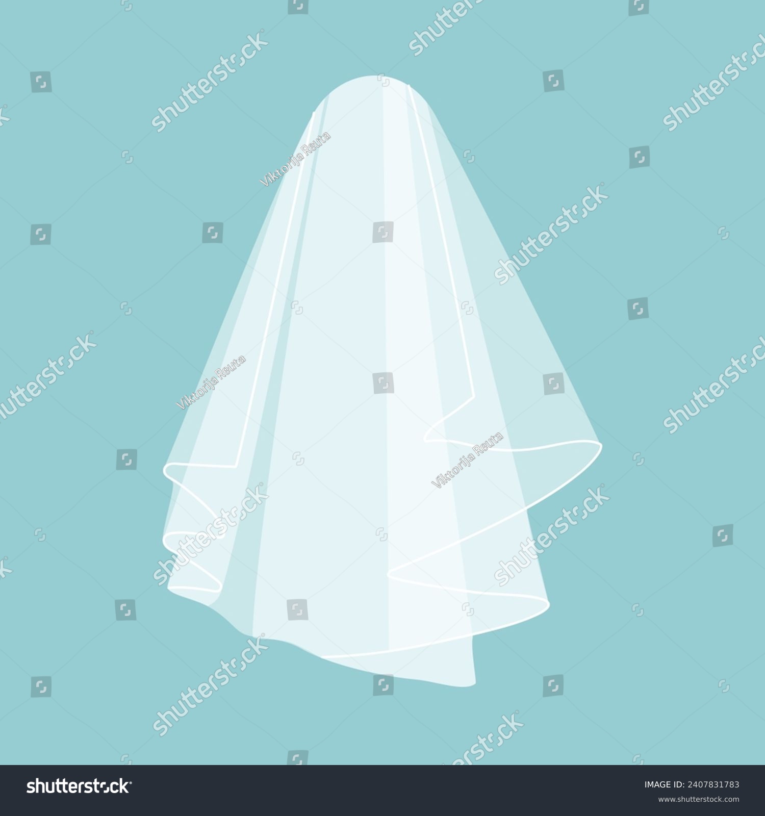 SVG of Wedding white Bridal veil isolated on blue background. Vector svg