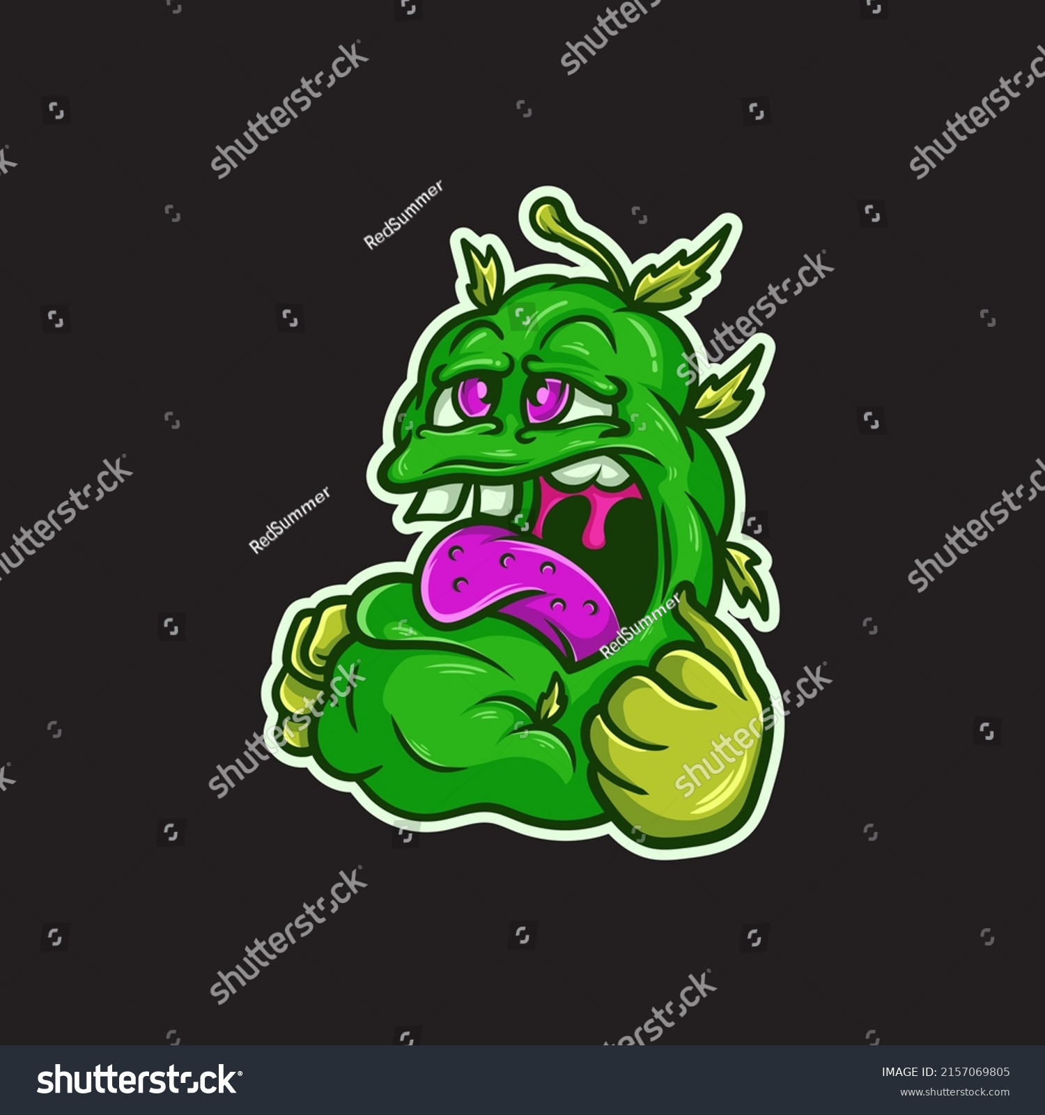 Weed Nug Monster Character Vector Illustration Stock Vector (Royalty ...