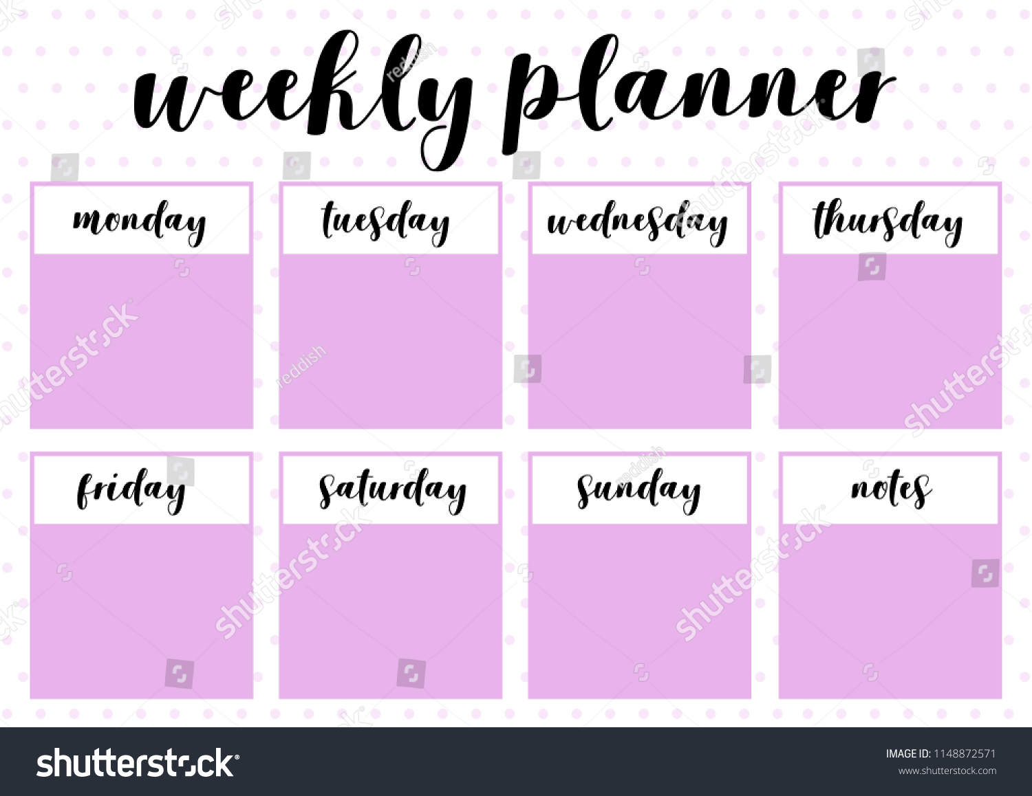 Weekly Planner Printable Page Note Book 스톡 벡터(로열티 프리) 1148872571 | Shutterstock