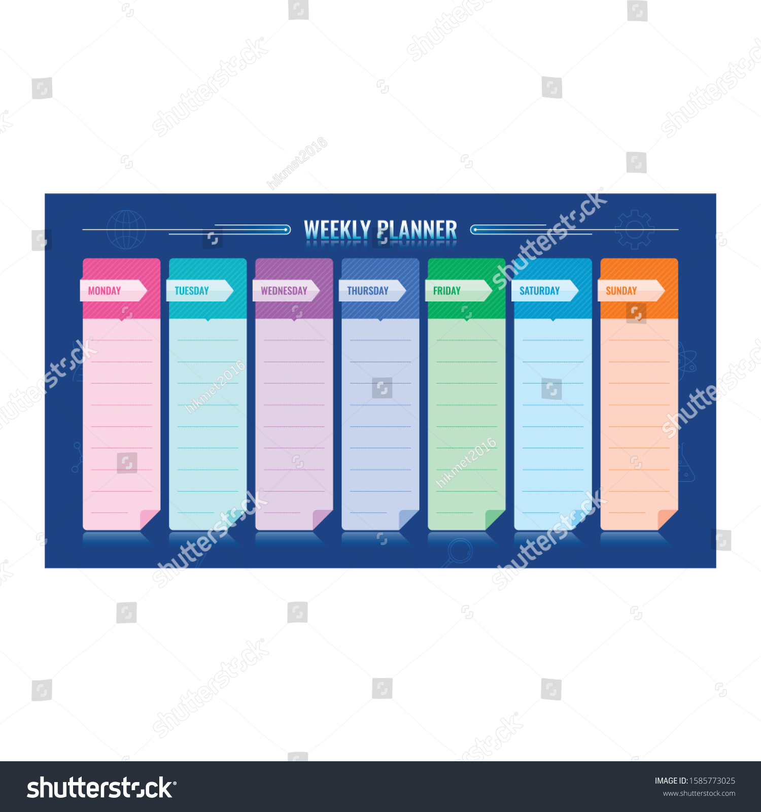 Weekly Timetable Template Vector Weekly Planner Stock Vector (Royalty ...