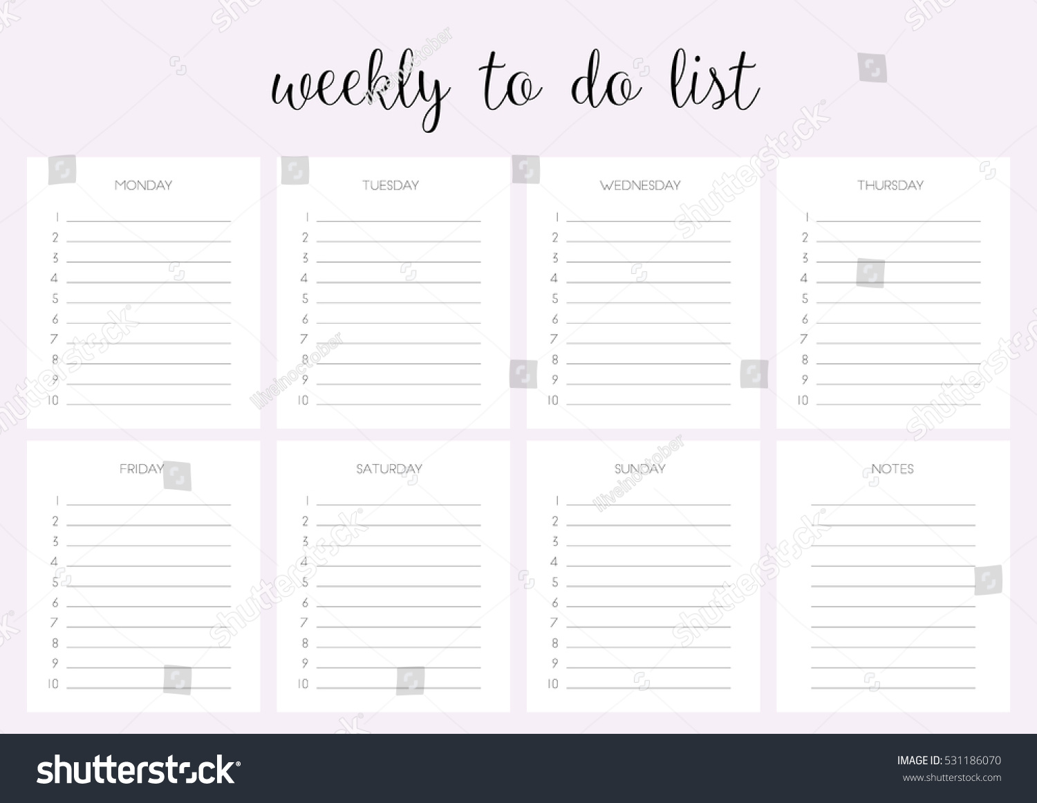 Weekly Do List Vector Template Blank: Stock-Vektorgrafik Pertaining To Blank To Do List Template