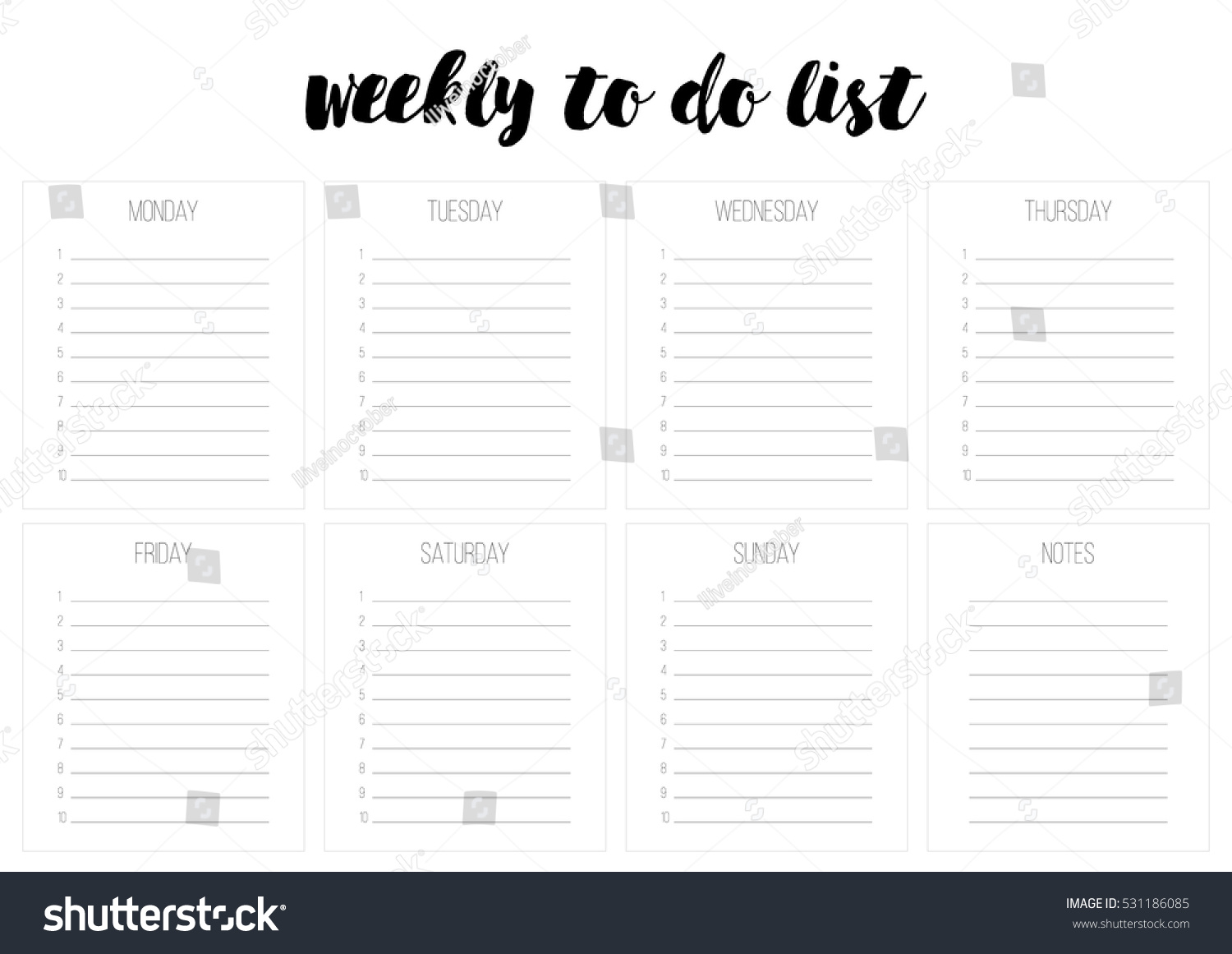 Suchen Sie nach Weekly Do List Vector Template Blank Throughout Blank To Do List Template