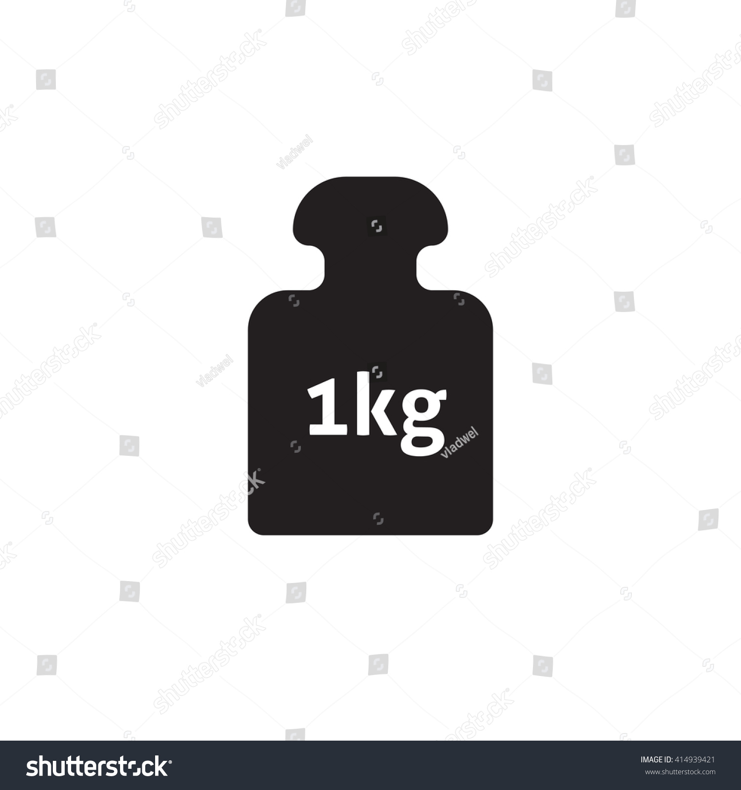 Weight 1 Kg Vector Icon Isolated On White, 1 Kilogram Dumbbell Black ...