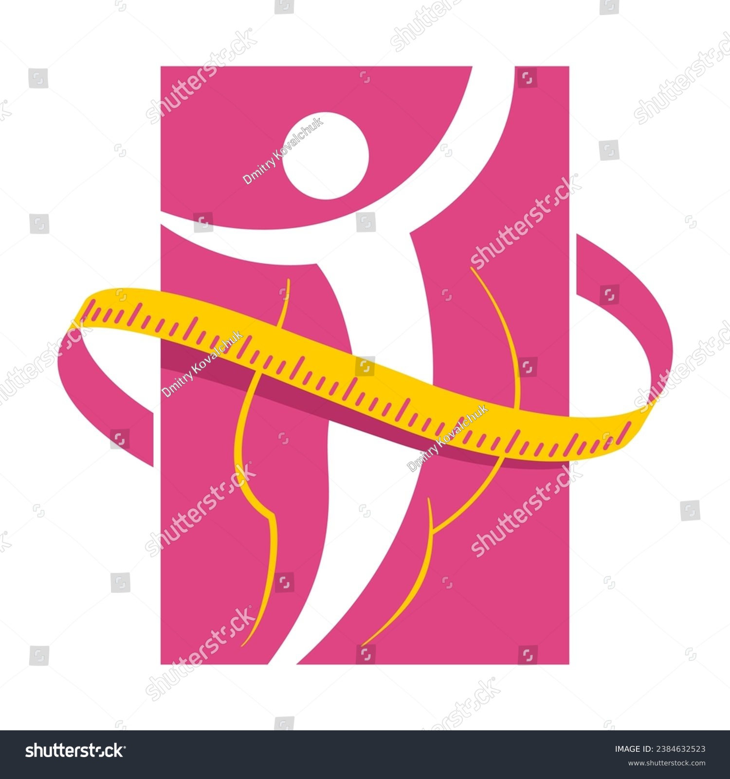 SVG of Weight loss challenge diet program emblem - abstract woman silhouette with measuring tape around svg