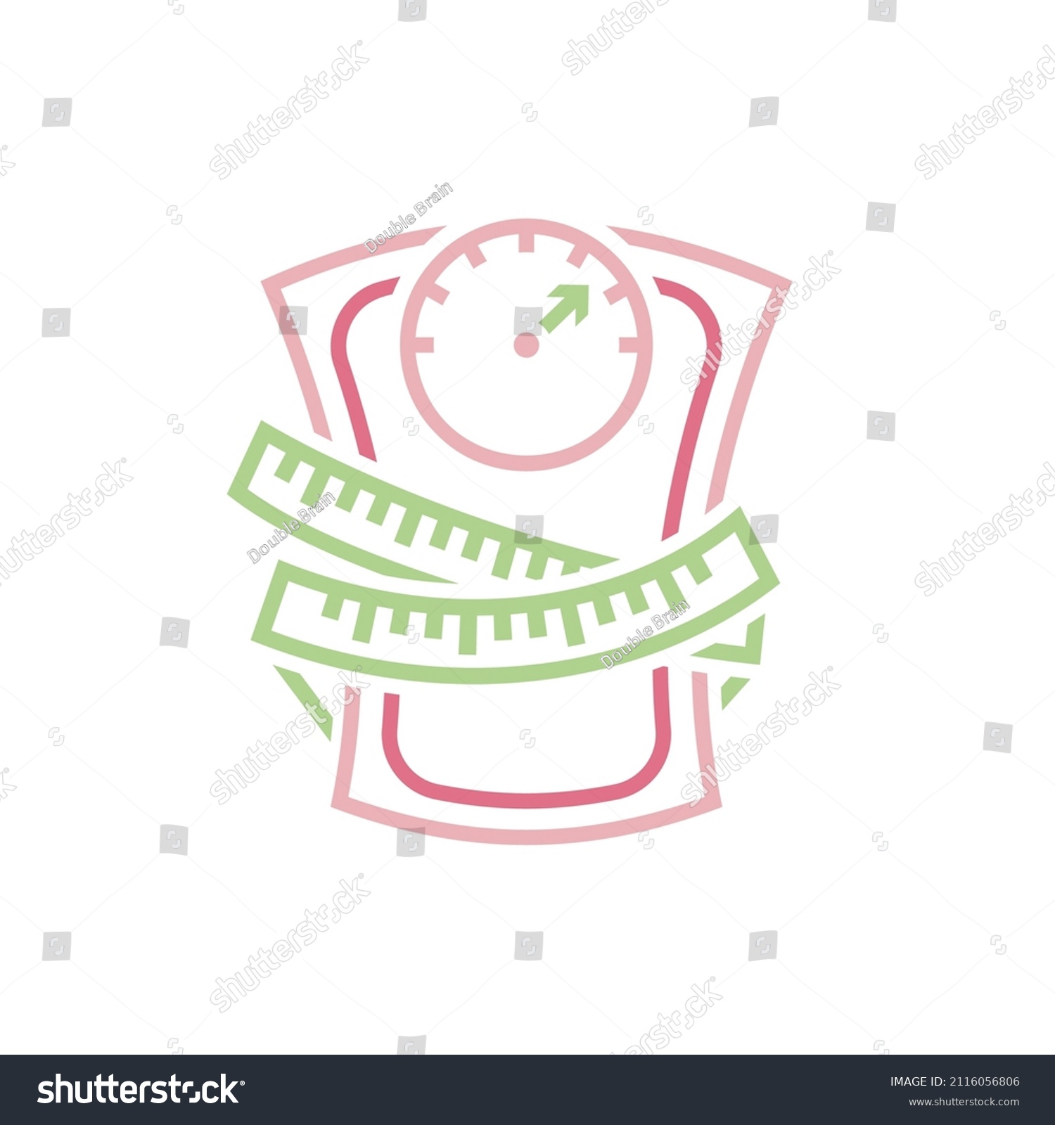 SVG of Weight loss icon, measuring tape wrapped around scales shaped of waist. Slimming, fitness, diet, healthy lifestyle. Vector illustration for sport wellness app, weight control application advertising. svg