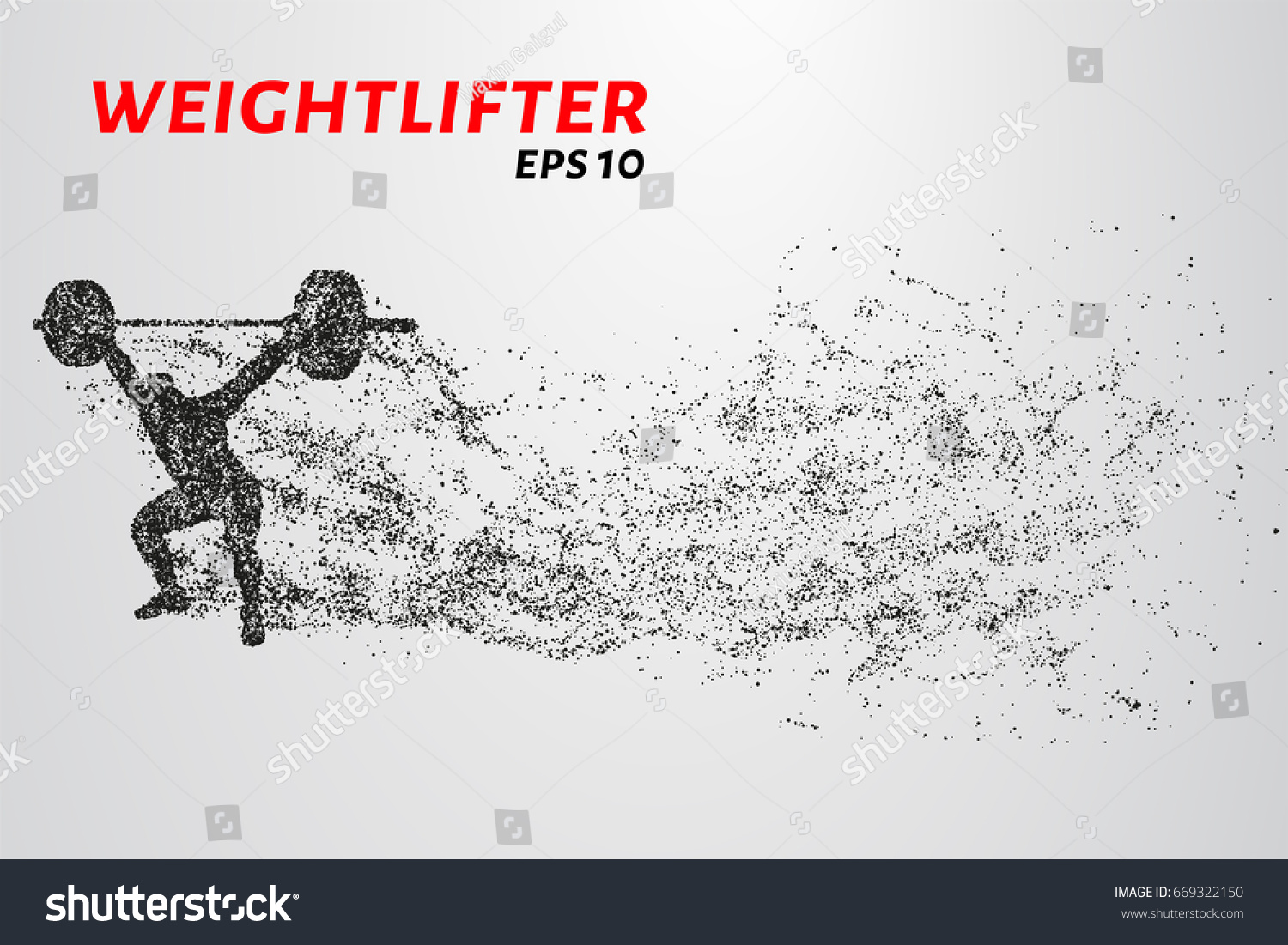 SVG of Weightlifting of particles. Athlete raises the bar in the snatch svg
