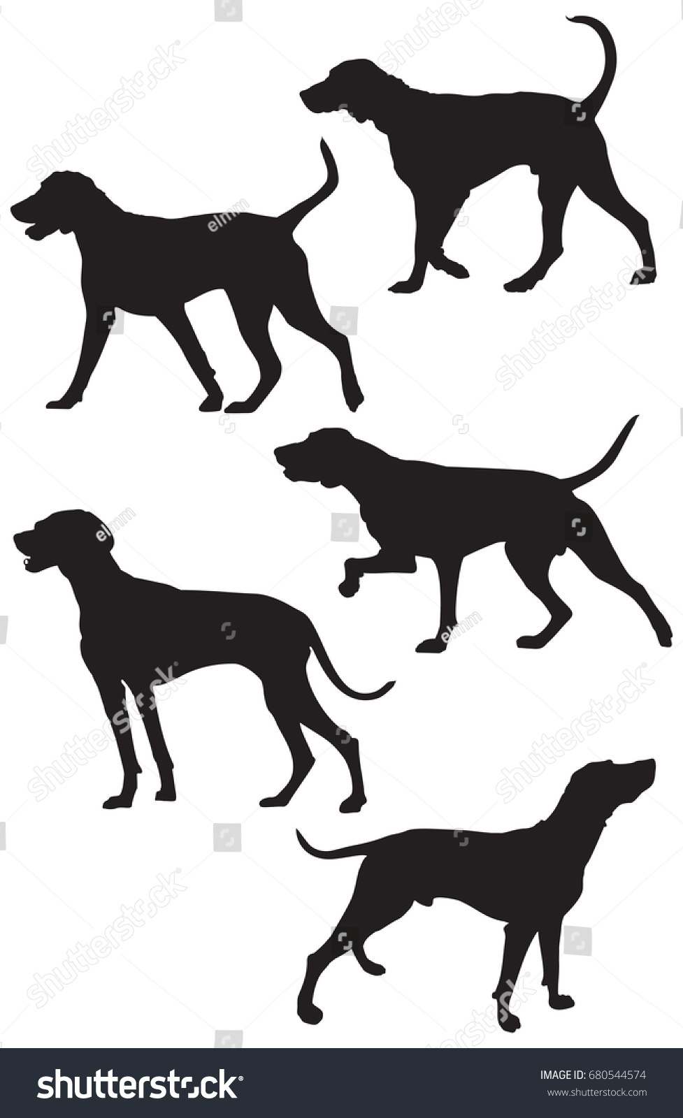 Weimaraner Hunting Dog Breed Silhouettes Vector Stock Vector (Royalty ...