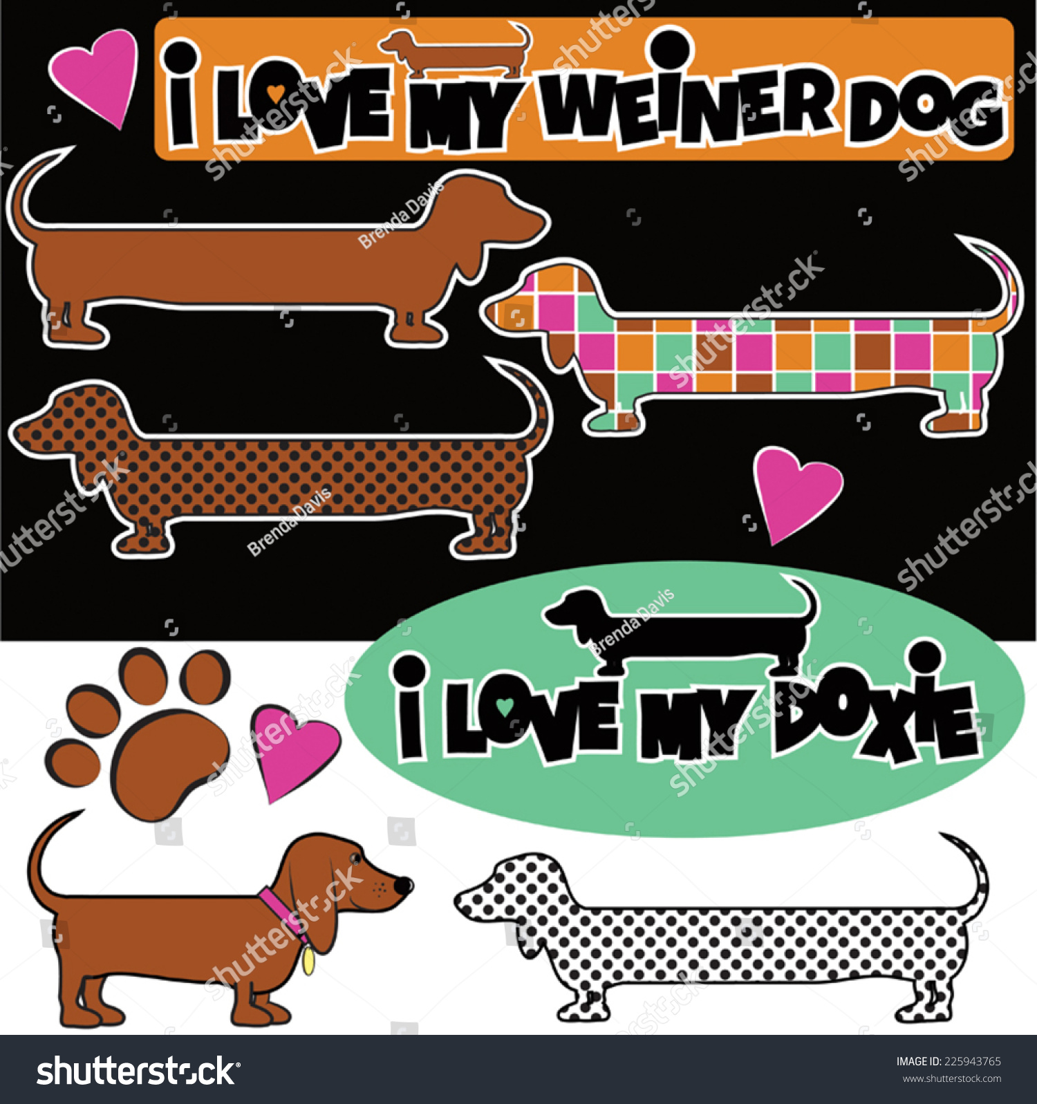 SVG of Weiner Dogs cartoon style drawings svg