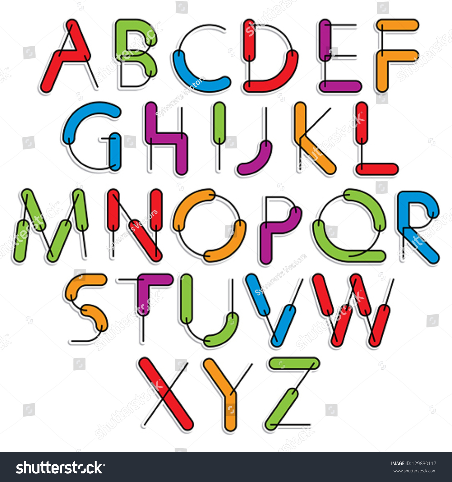 Weird Constructor Font, Vector Alphabet Letters, Color Version ...