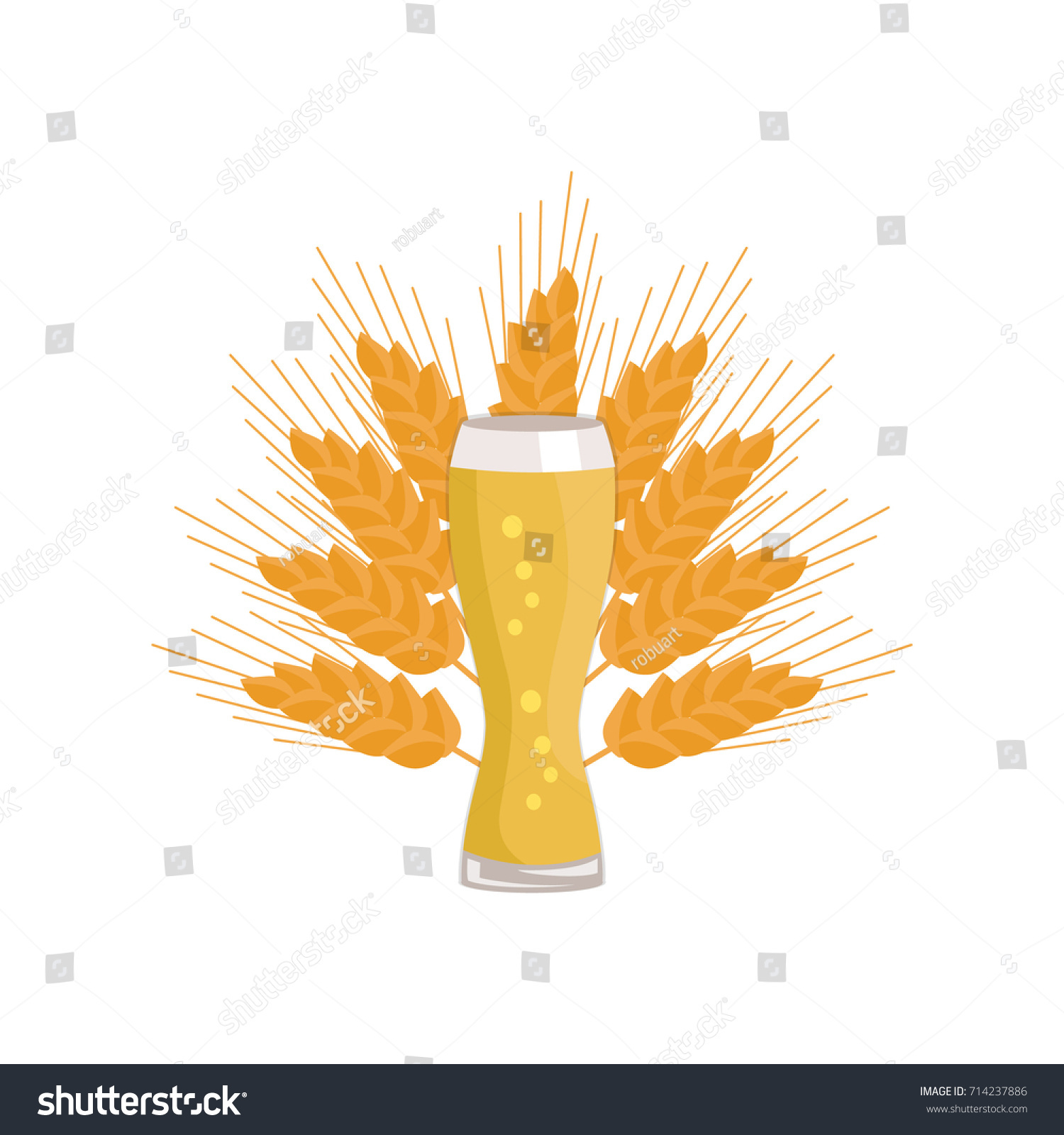 Download Weizen Glass Beer On Background Ears Stock Vector Royalty Free 714237886 PSD Mockup Templates