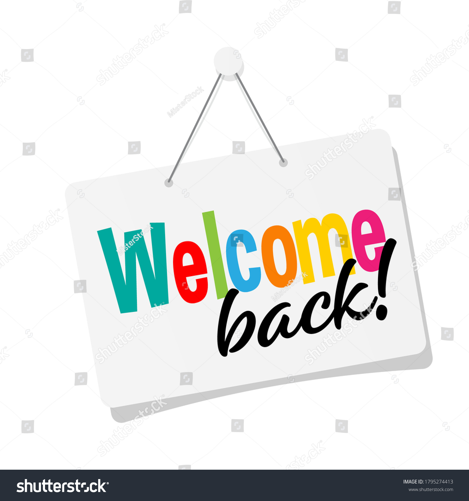 Welcome Back Door Sign Stock Vector (Royalty Free) 1795274413 ...