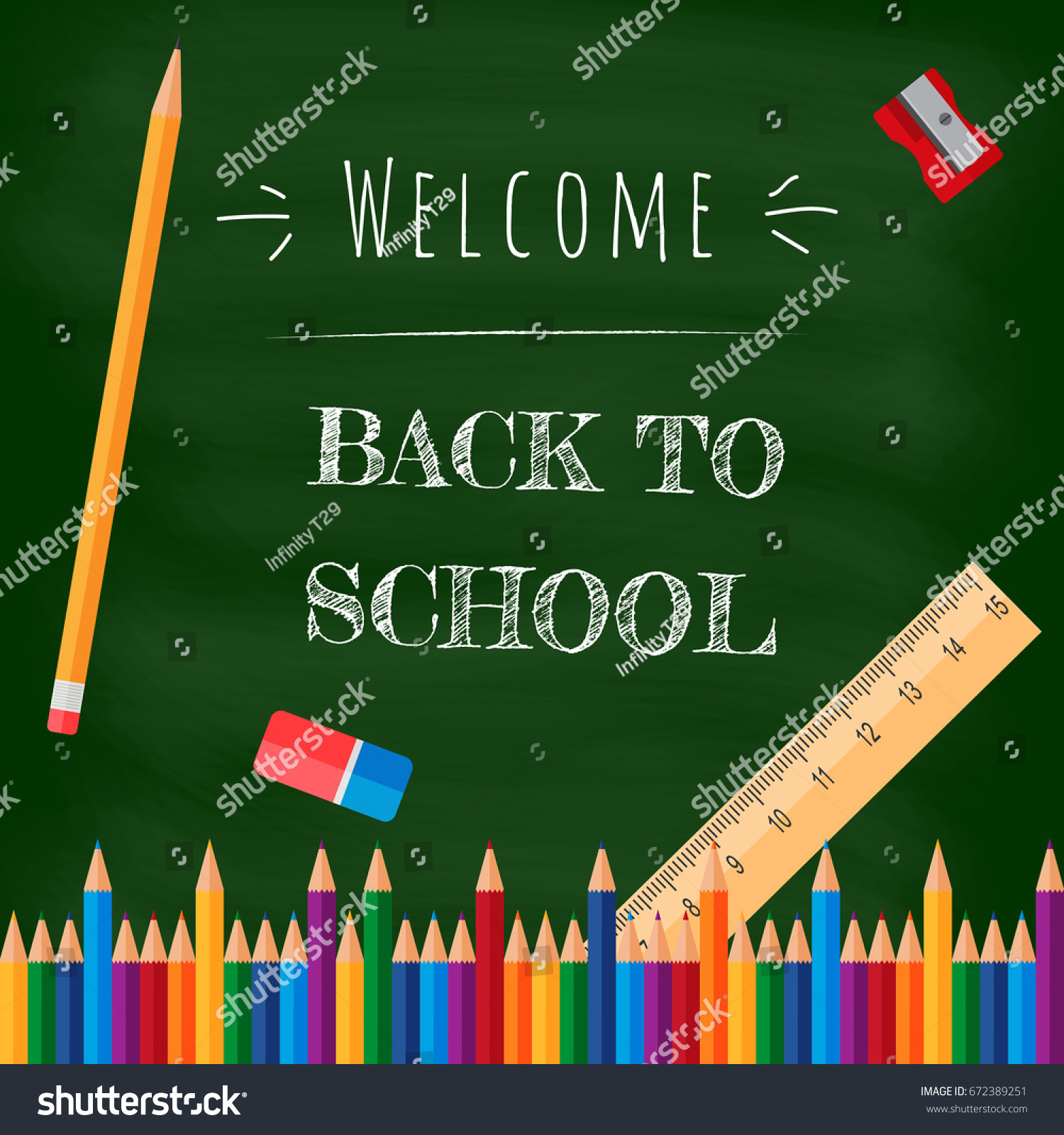 Welcome Back School Banner Stationery Crayon Stock Vector (Royalty Free ...