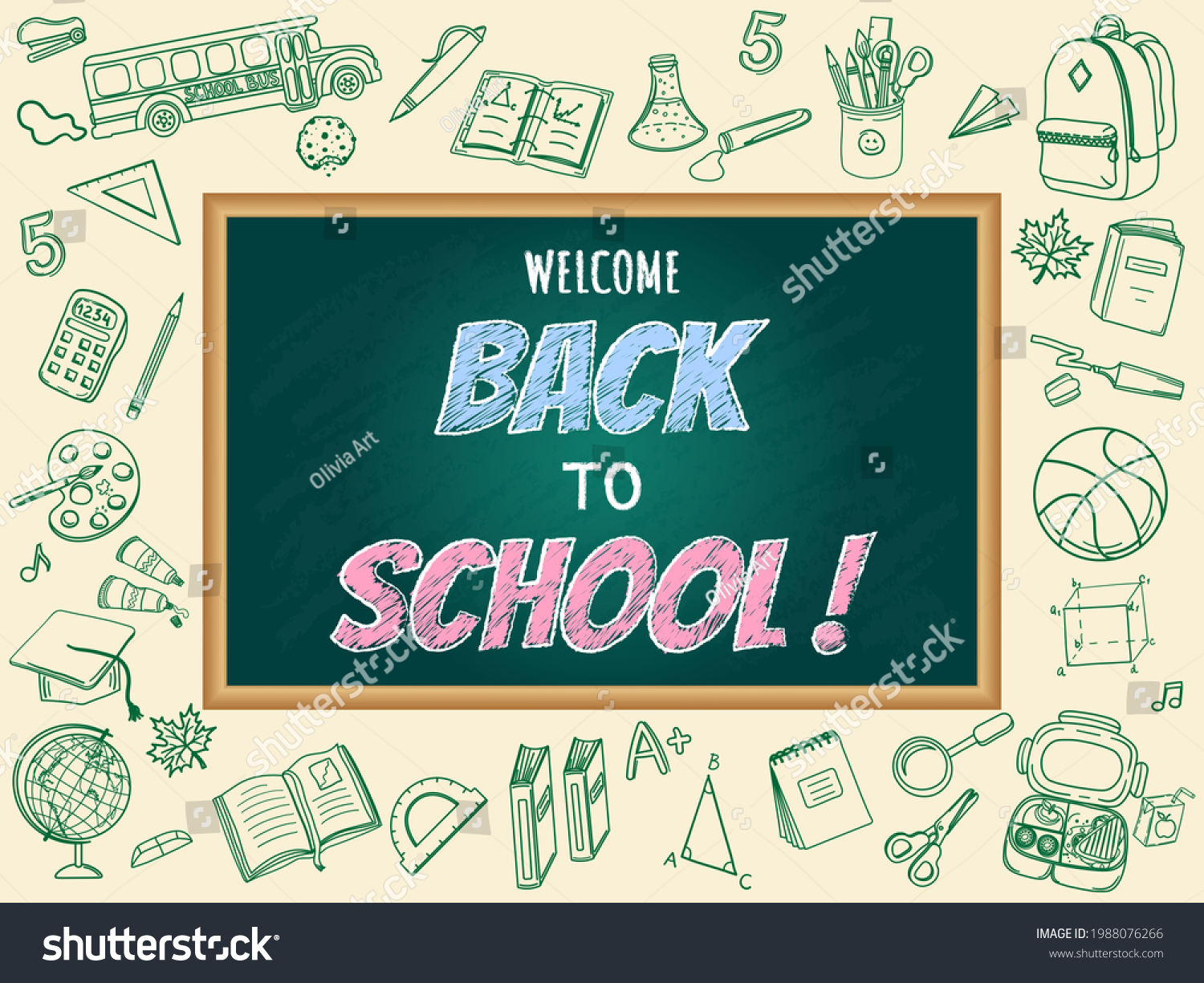 Welcome Back School Banner Chalk Board Stock Vector (royalty Free 