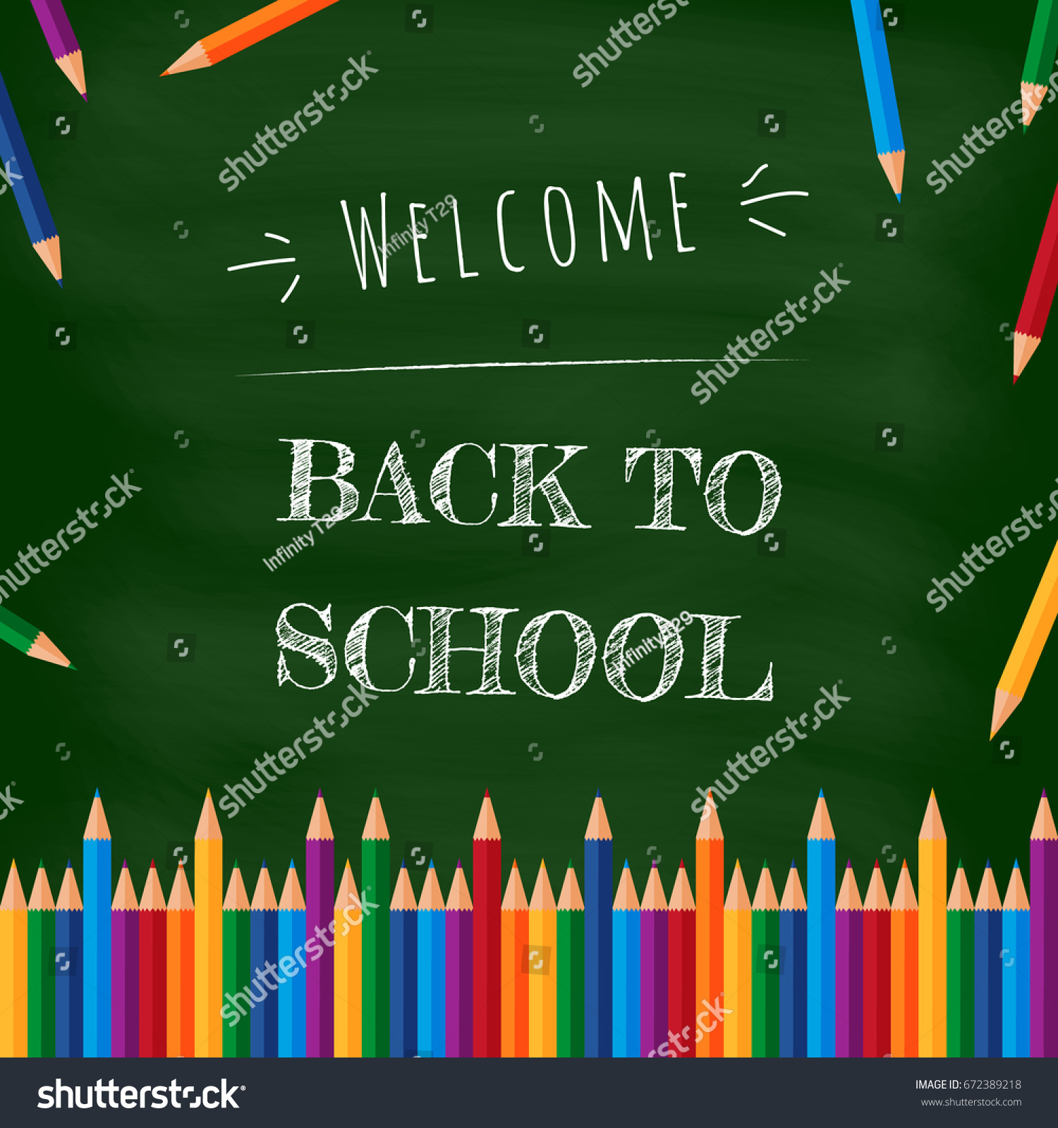 Welcome Back School Banner Crayon Vector Stock Vector (royalty Free 