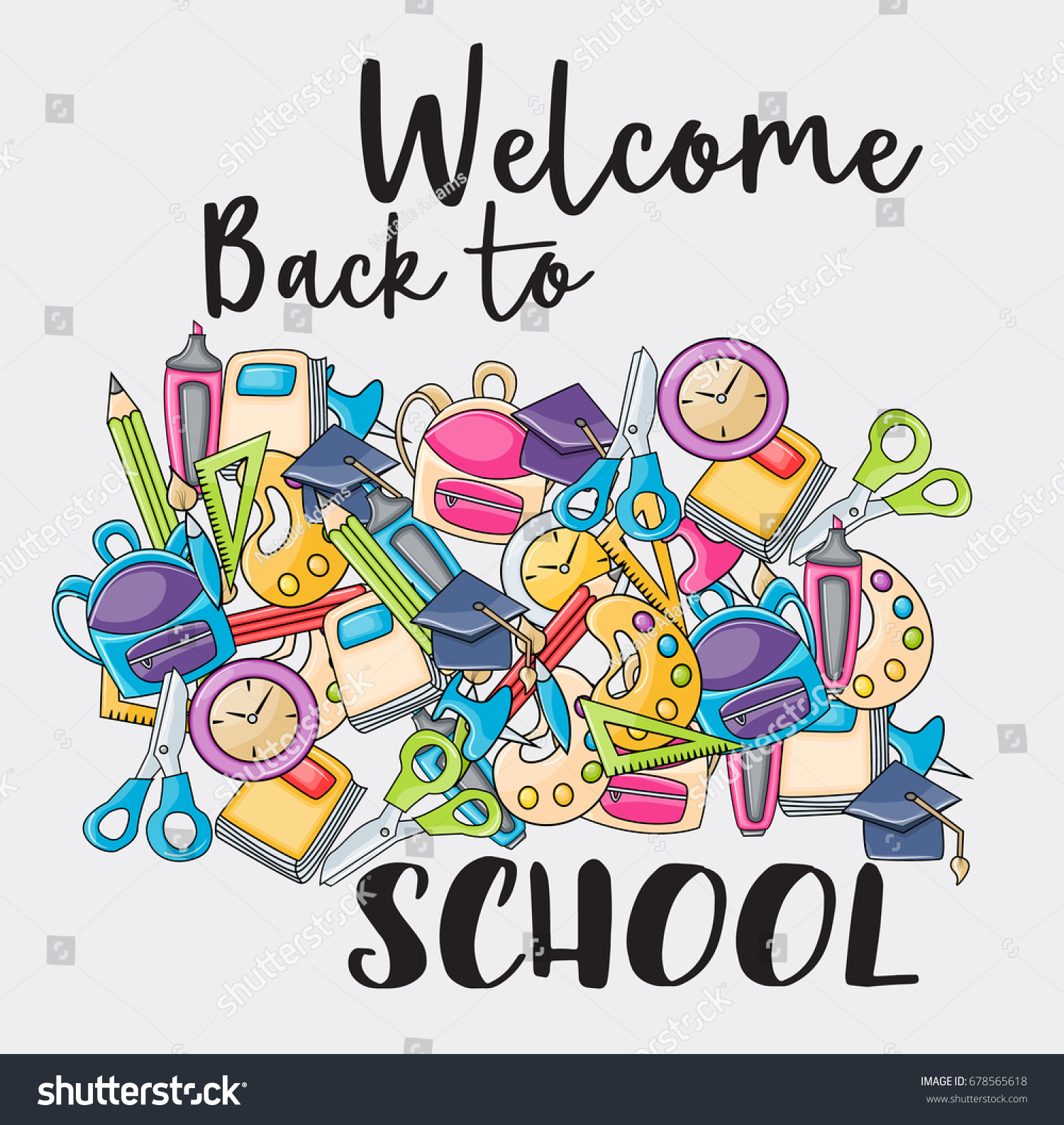 Welcome Back School Doodle Clip Art Stock Vector Royalty Free