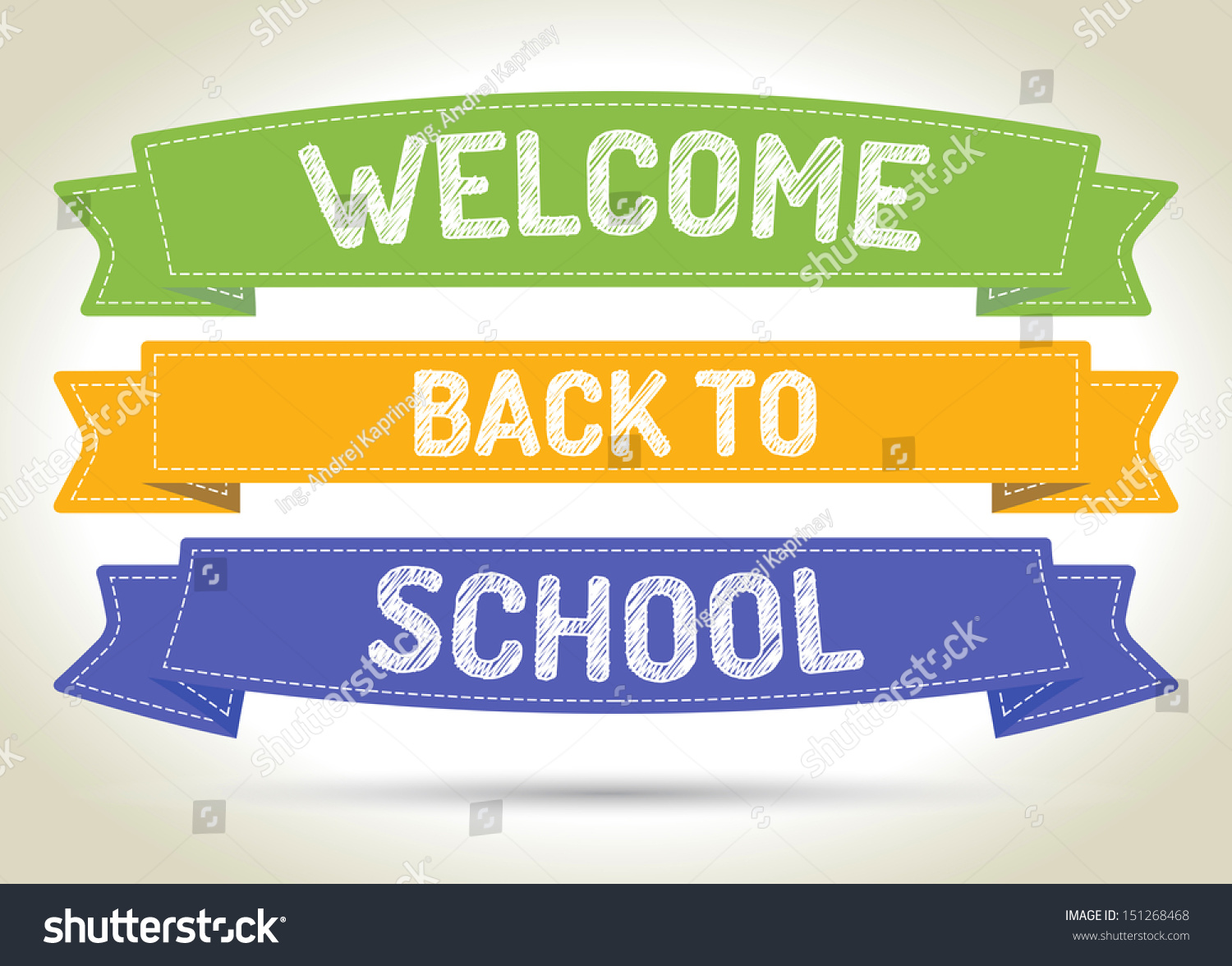 Welcome Back To School - Pen Style Text On Colorized Ribbons With ...