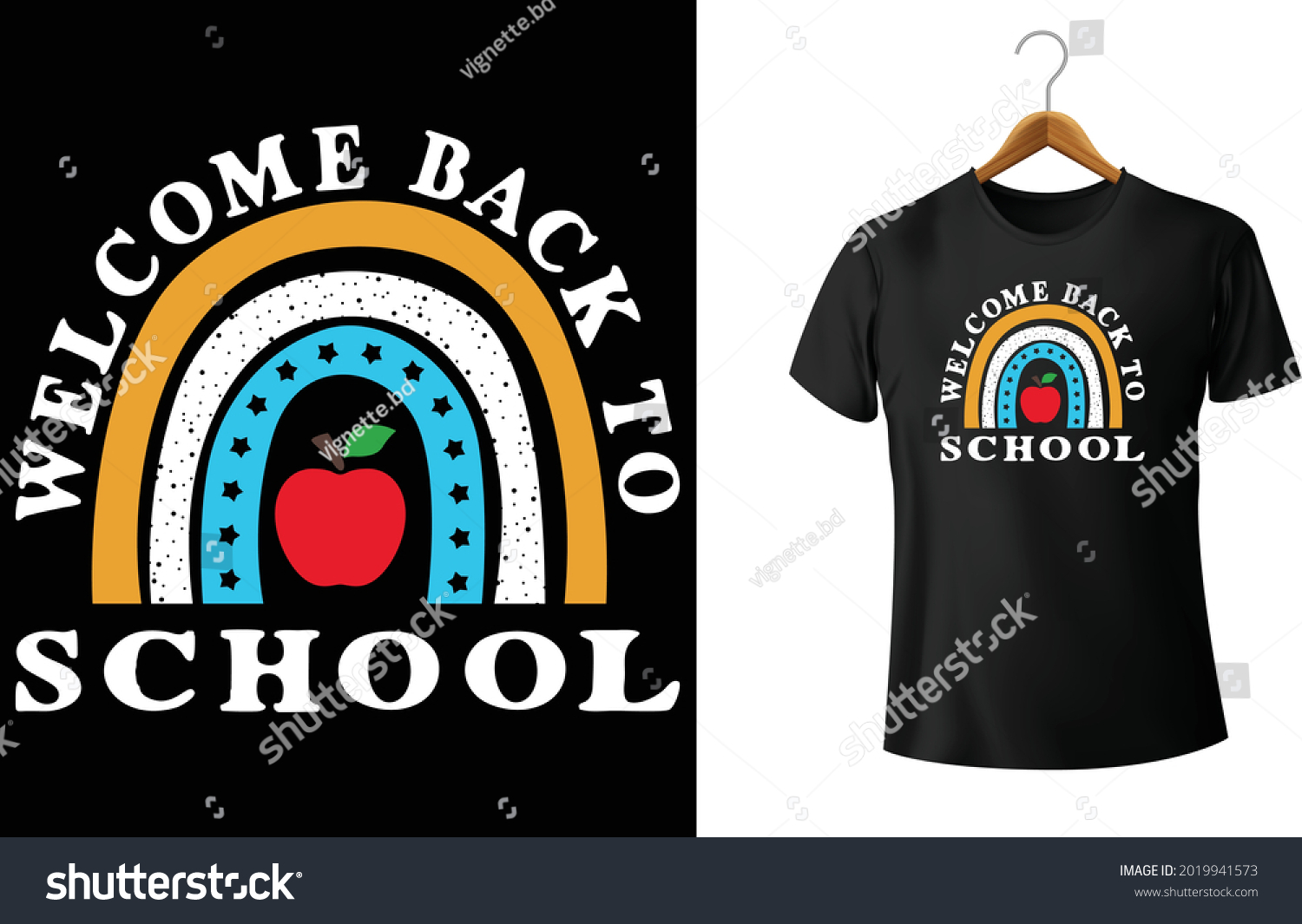 SVG of Welcome Back to School, Teacher Rainbow T-Shirt, Hello pre-k, preschool, This welcome back to school tee is fun and colorful with bold colorful writing and an illustration of a book svg