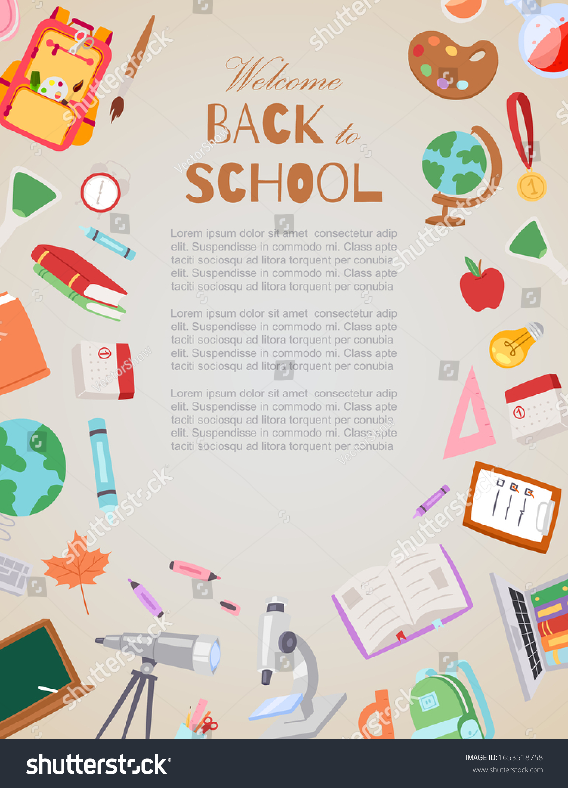 Welcome Back School Vector Cartoon Illustration Stock Vector (Royalty ...