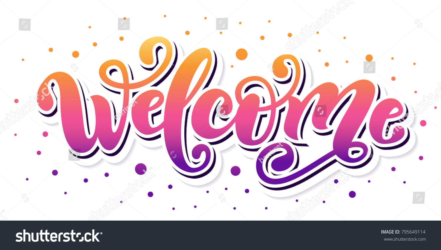 Welcome Hand Lettering Word Handwritten Modern Stock Vector (royalty 