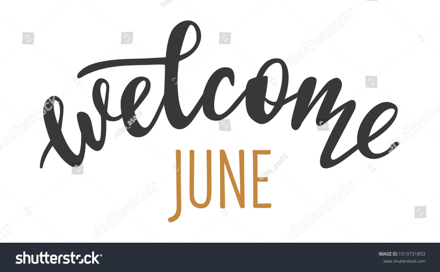 June Hand Drawn Lettering Logo Stock Vector (Royalty Free