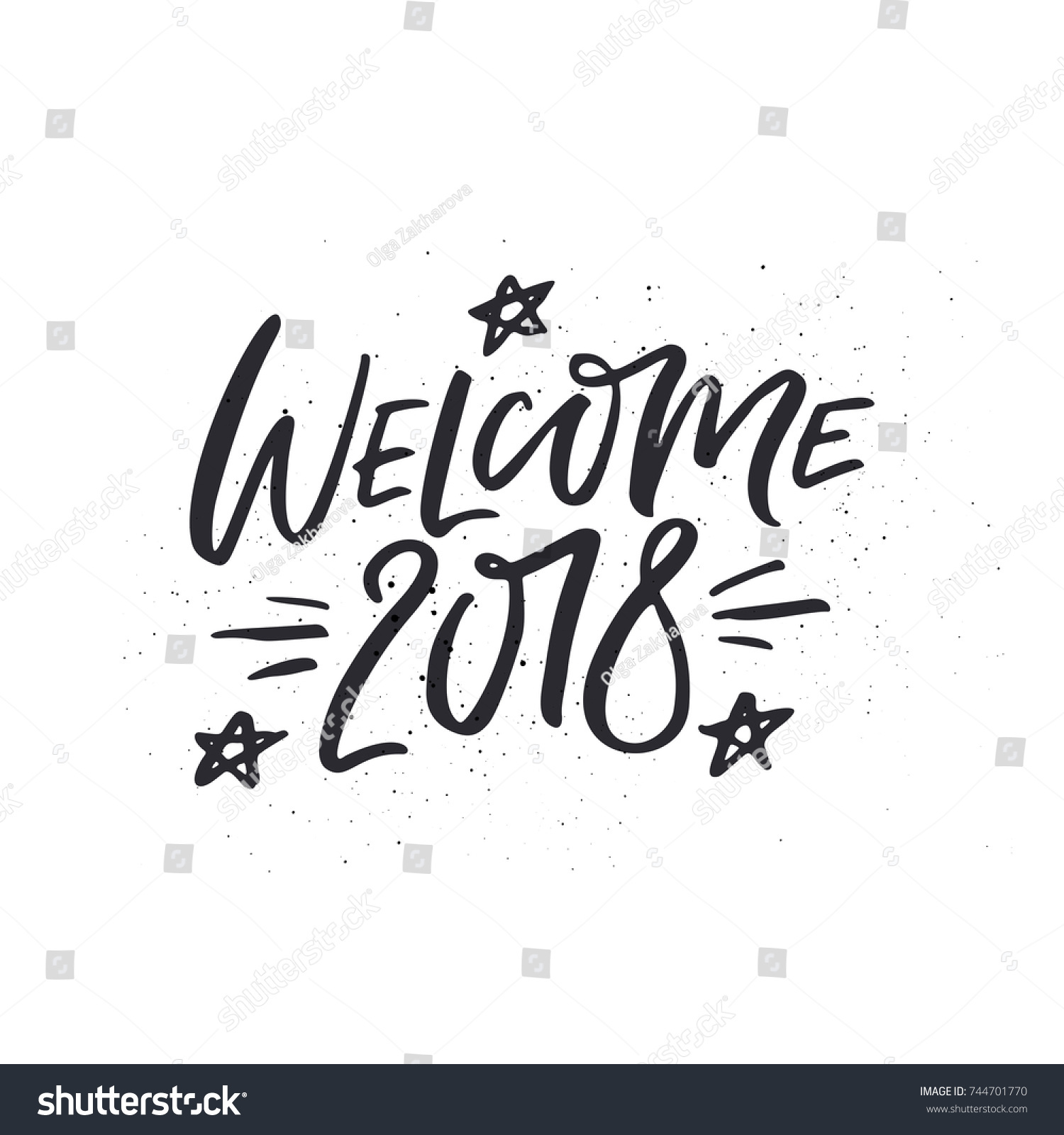 Welcome 2018 Modern Lettering Hand Drawn Stock Vector (Royalty Free ...