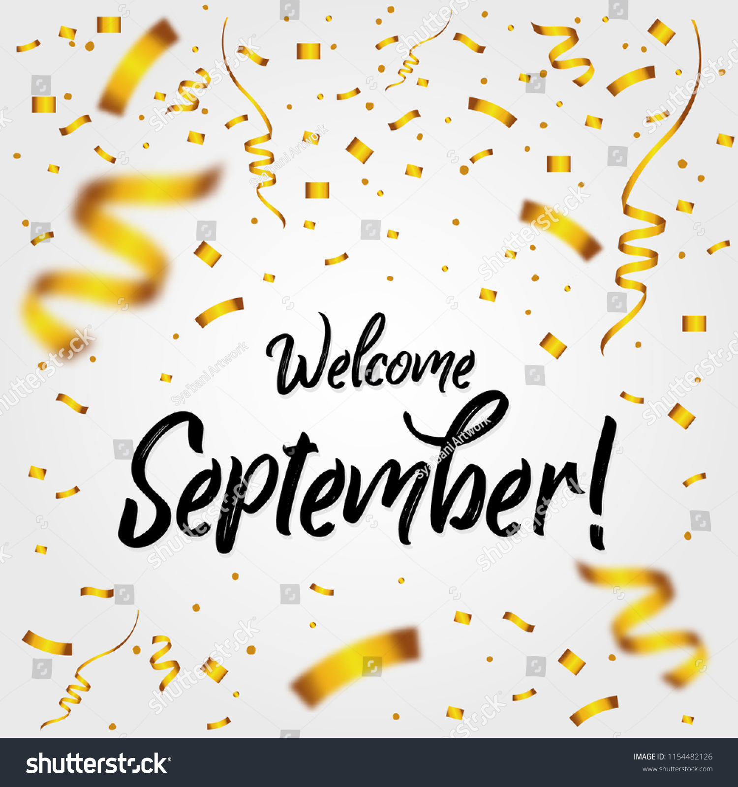 September Golden Confetti New Month Stock Vector (Royalty Free