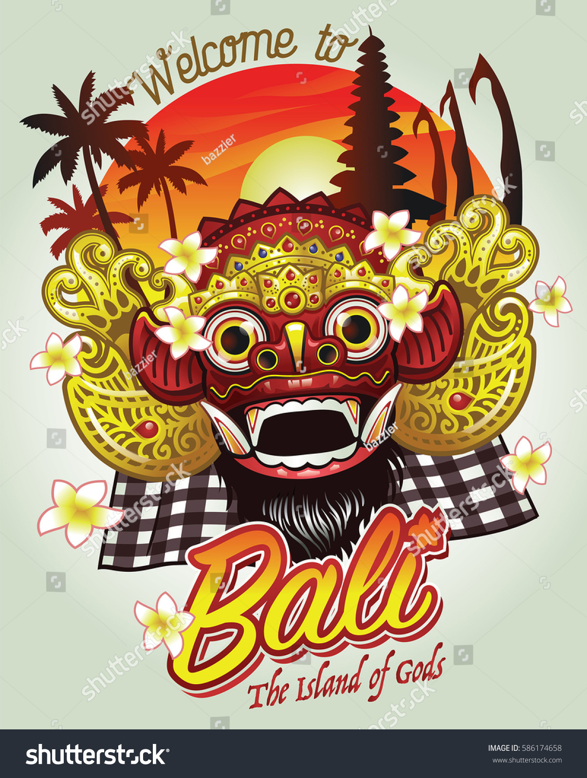 Welcome Bali  Design Traditional Bali  Barong  Stock Vector 