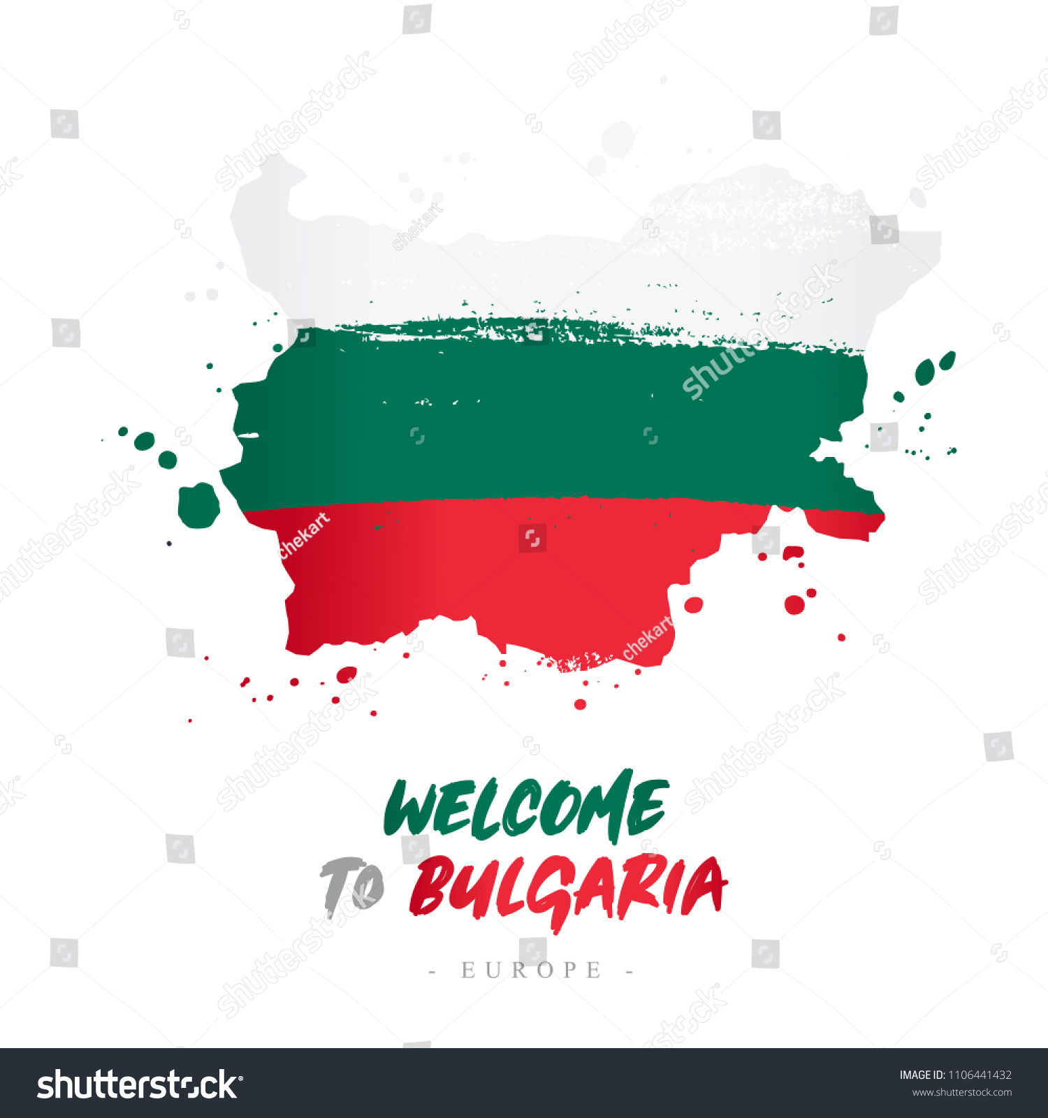 Welcome Bulgaria Europe Flag Map Country   Stock Vector Welcome To Bulgaria Europe Flag And Map Of The Country Of Bulgaria From Brush Strokes 1106441432 