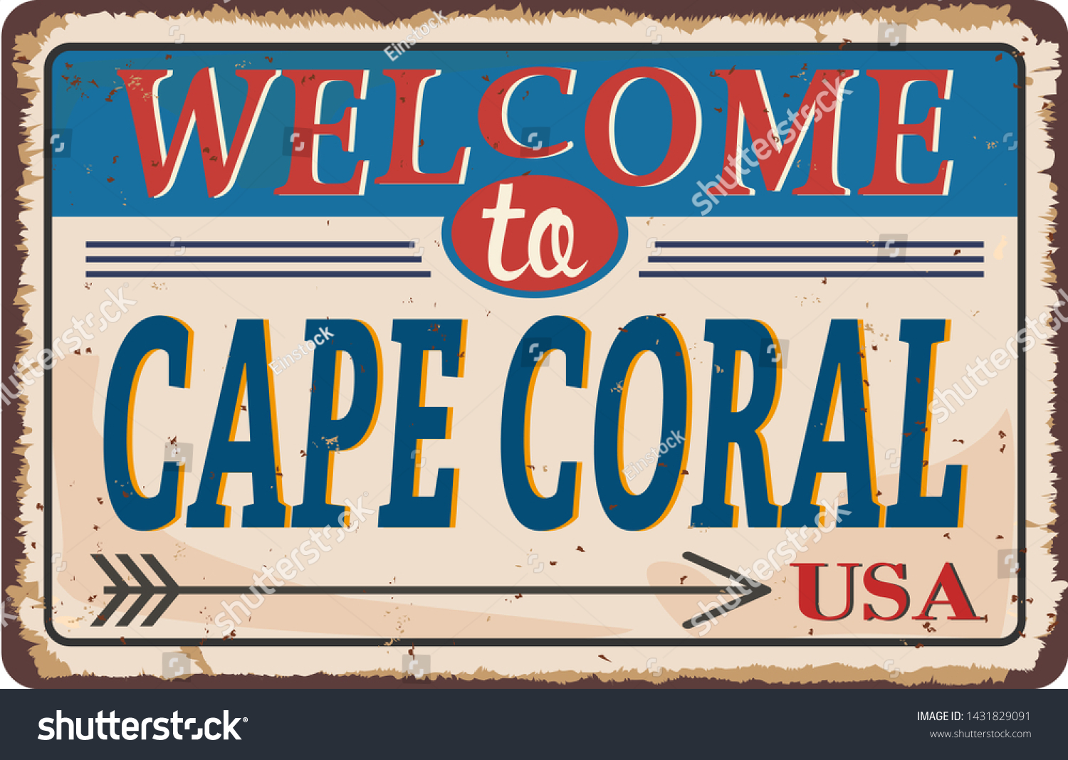 Welcome Cape Coral Sign Road Sign Stock Vector Royalty Free 1431829091
