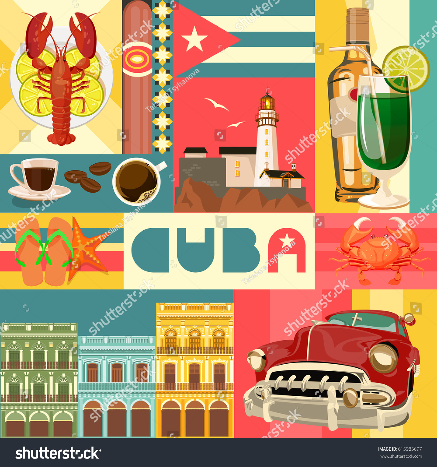 Welcome Cuba Travel Poster Concept Vector Stock Vector (Royalty Free ...