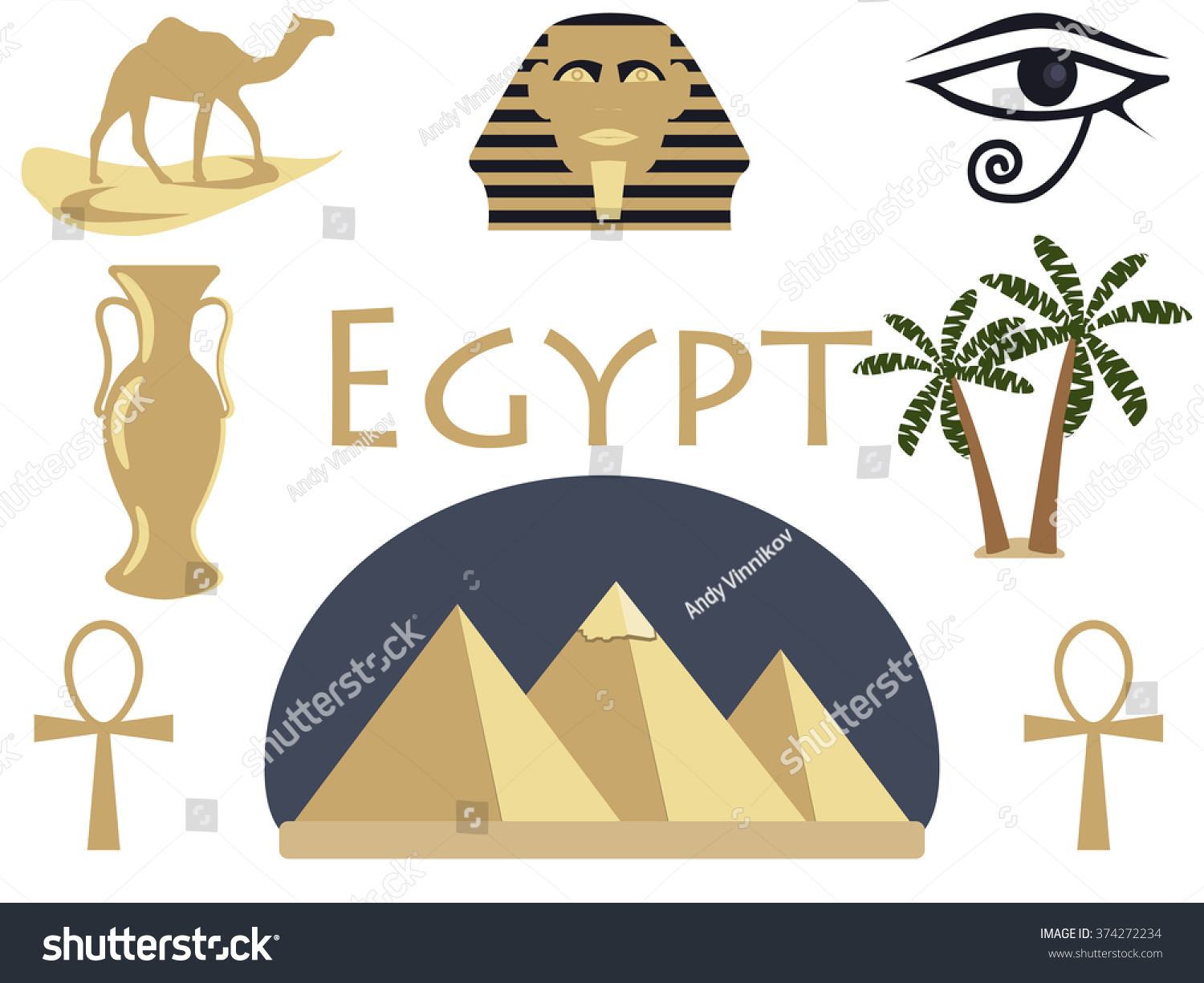 Welcome Egypt Symbols Egypt Tourism Adventure Stock Vector 374272234 ...