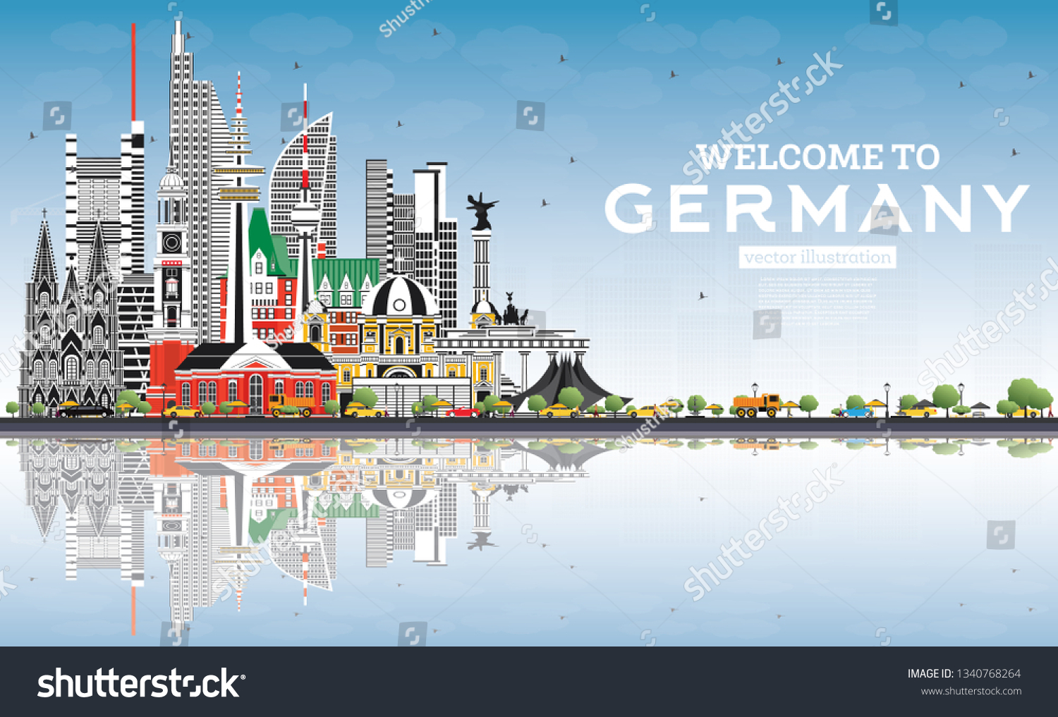 Welcome Germany Skyline Gray Buildings Blue Stock Vector (Royalty Free ...