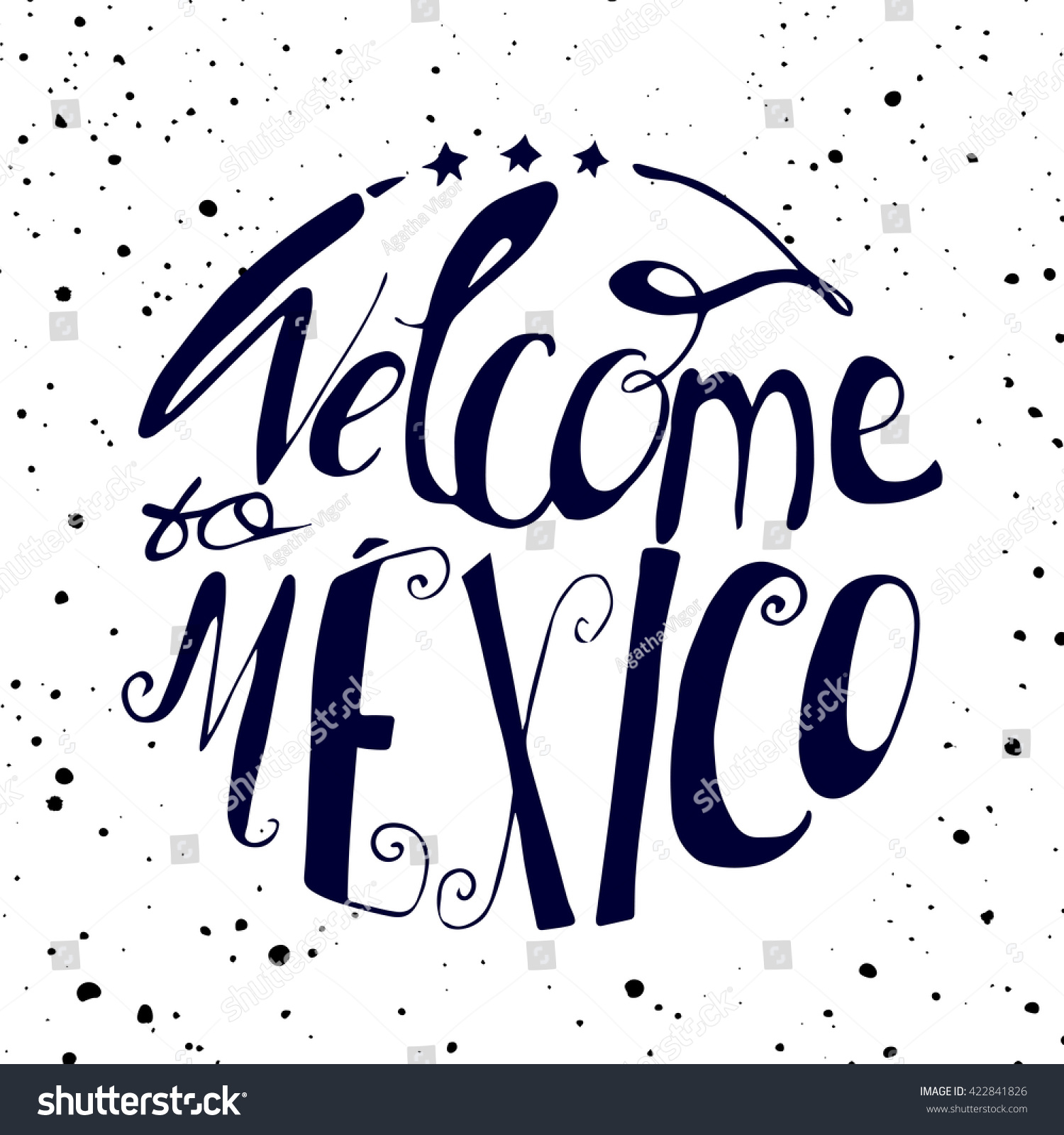 Welcome To Mexico. Hand Drawn Inscribed In A Circle Of Text For Your ...