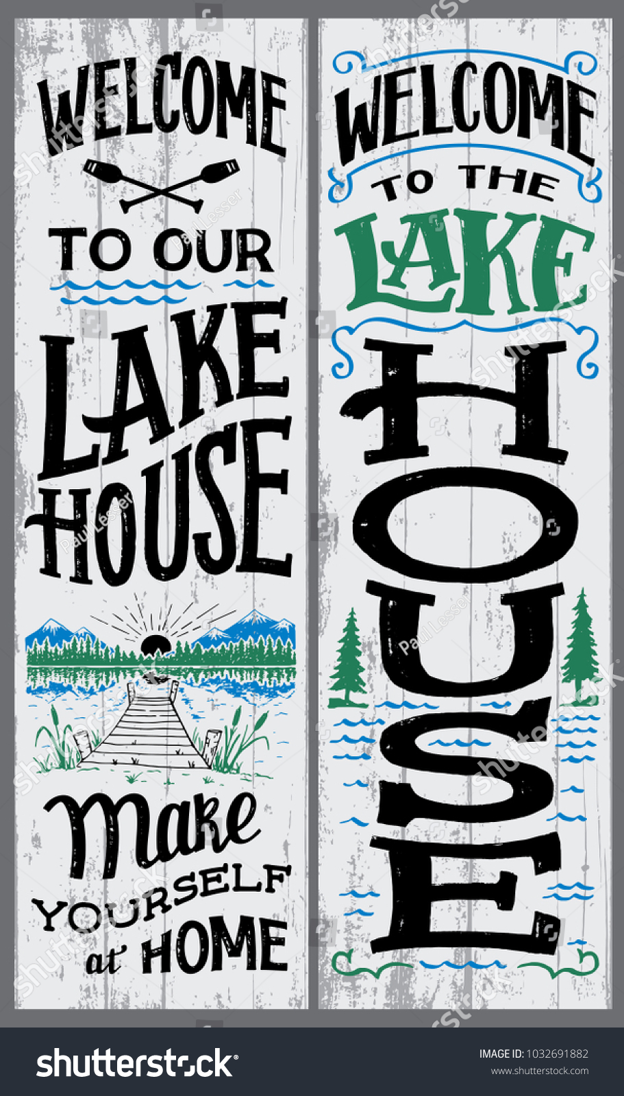 Welcome Our Lake House Make Yourself Stock Vector Royalty Free