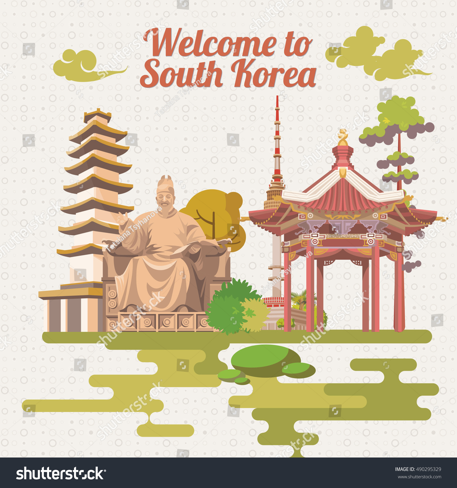 welcome-south-korea-south-korea-travel-stock-vector-royalty-free