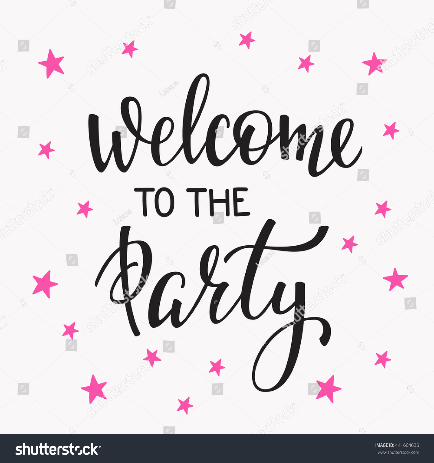 stock vector welcome to the party bridal shower hen birthday wedding lettering sign quote typography 441664636