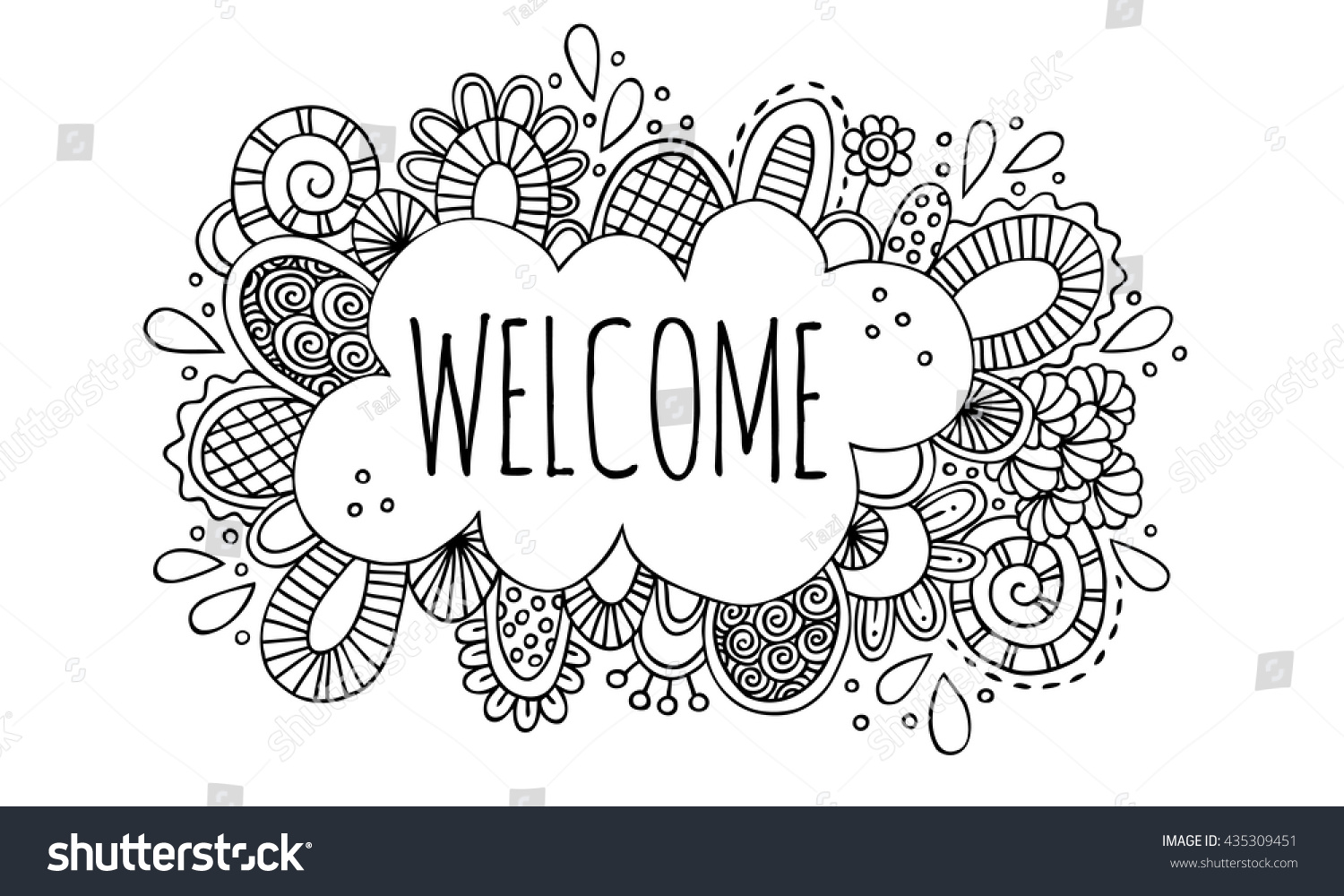 Vector Doodle Drawing black White Doodle Stock Vector 435309451