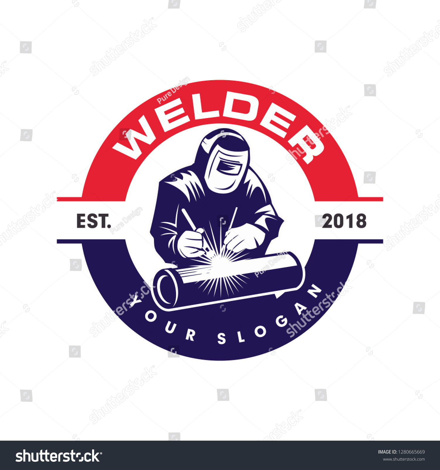 Welder Logo Welding Emblem Stock Vector Royalty Free 1280665669