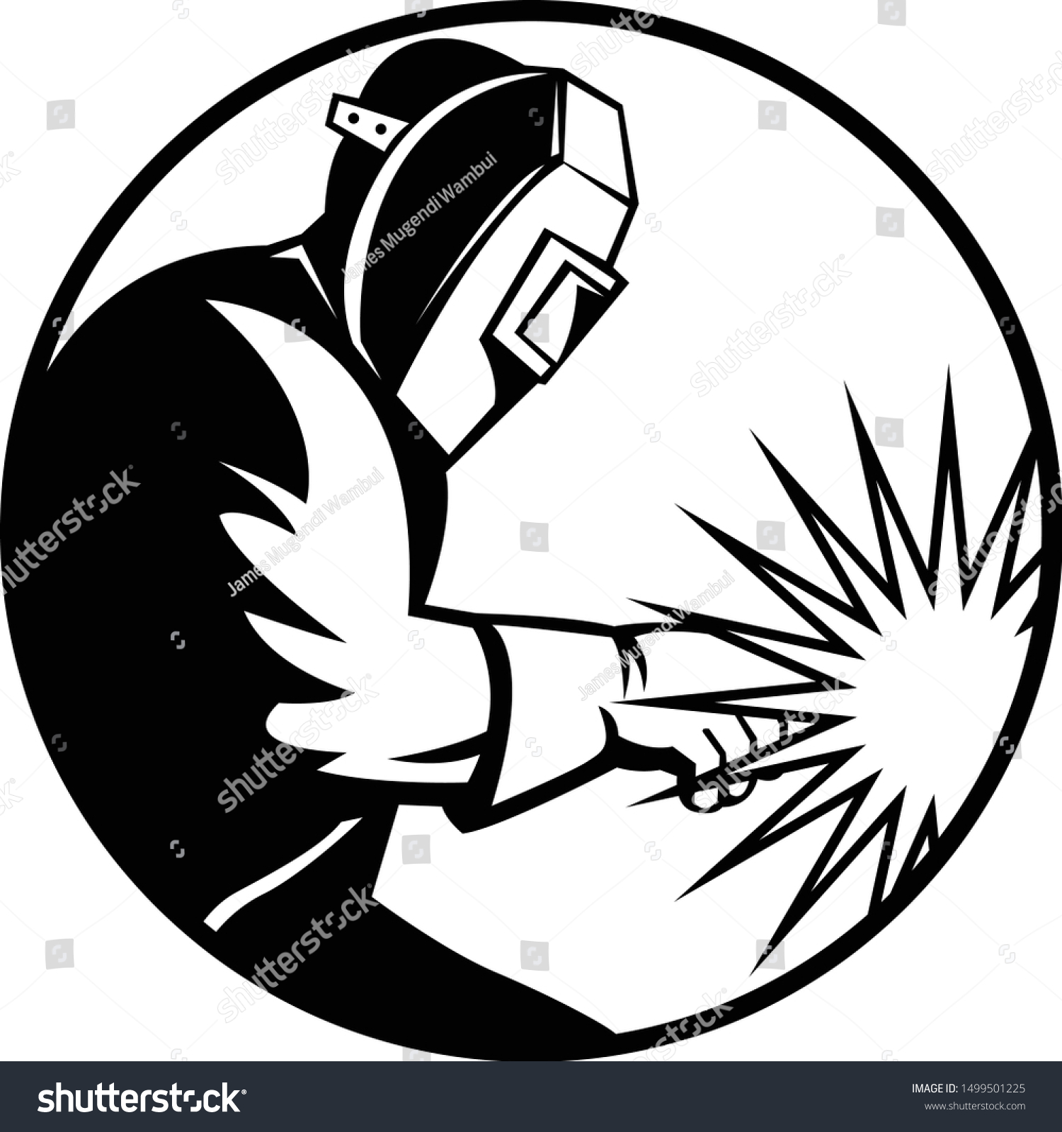 Welder Welding Torch Vector Silhouette Stock Vector Royalty Free 1499501225
