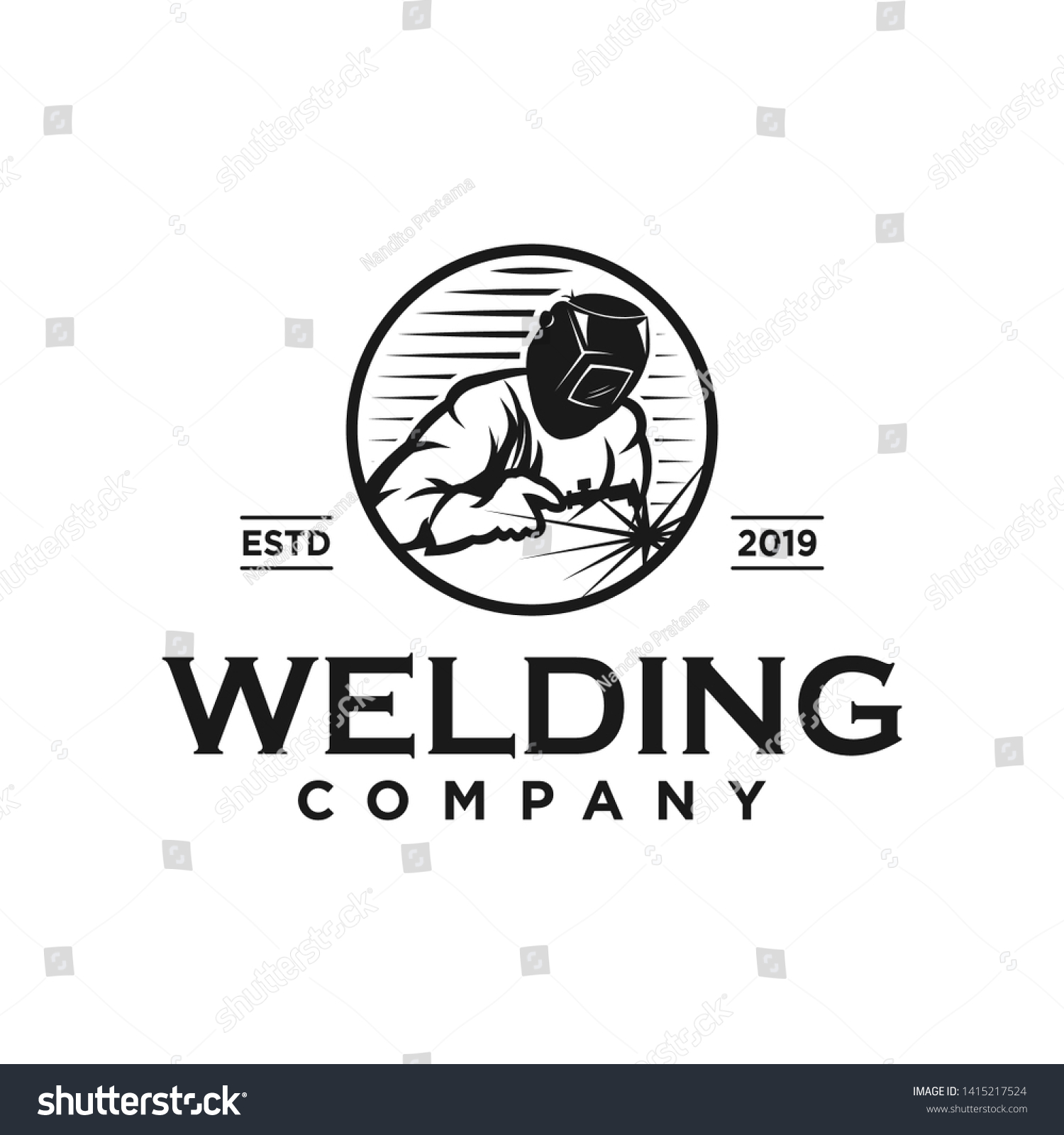 Welding Company Logo Design Welder Working Stock Vector (Royalty Free ...