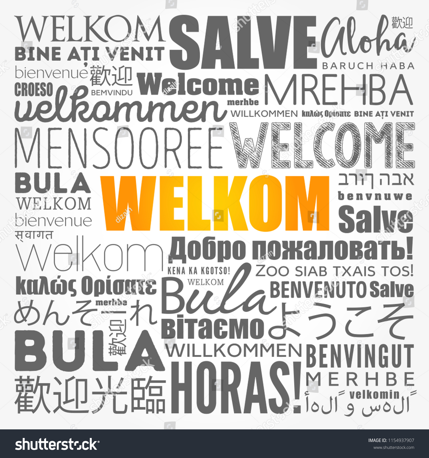 Welkom Welcome Afrikaans Word Cloud Different Stock Vector (Royalty ...